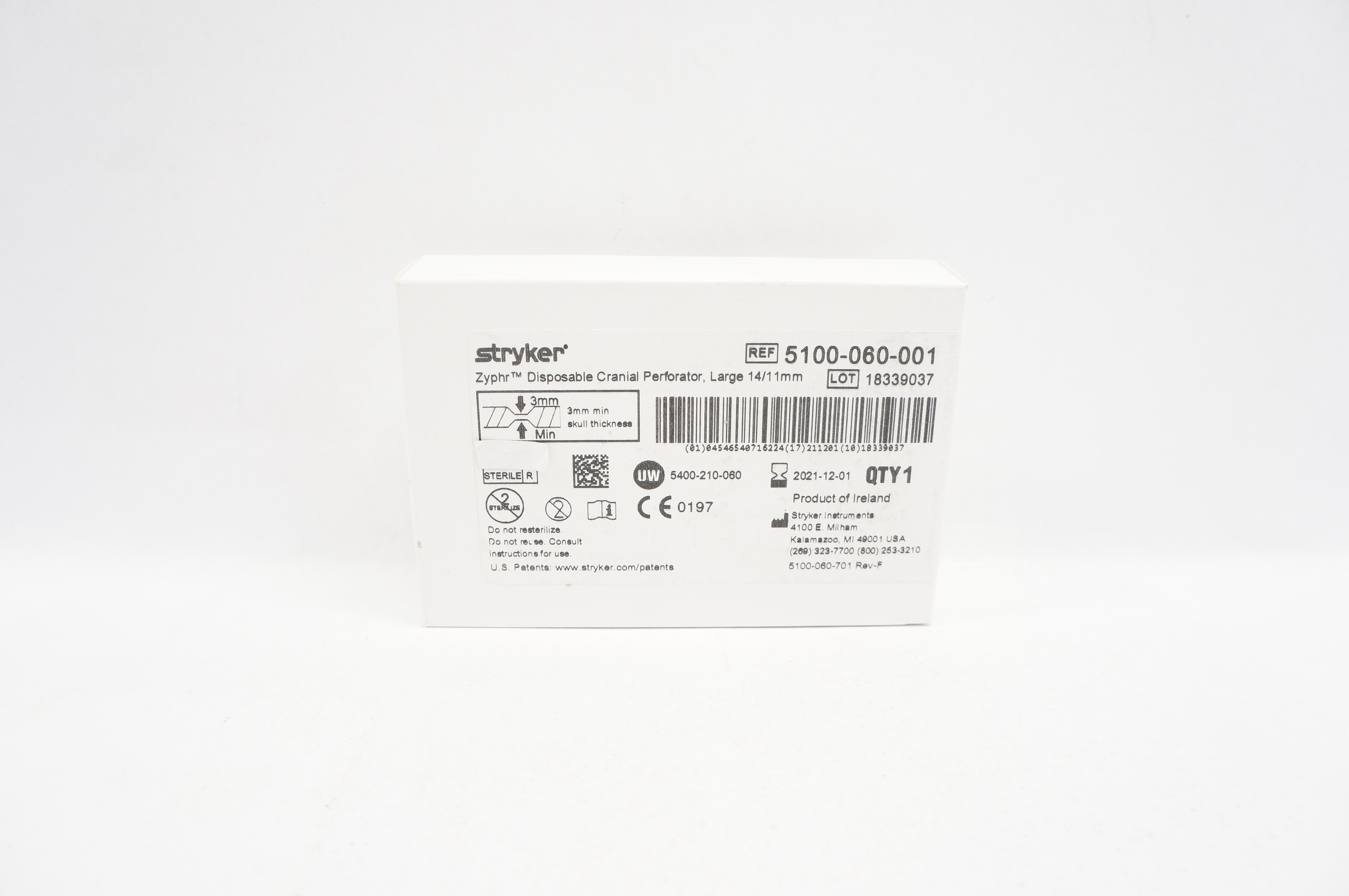 Stryker 5100-060-001 Zyphr Disposable Cranial Perforator Large 14/11 mm (x)