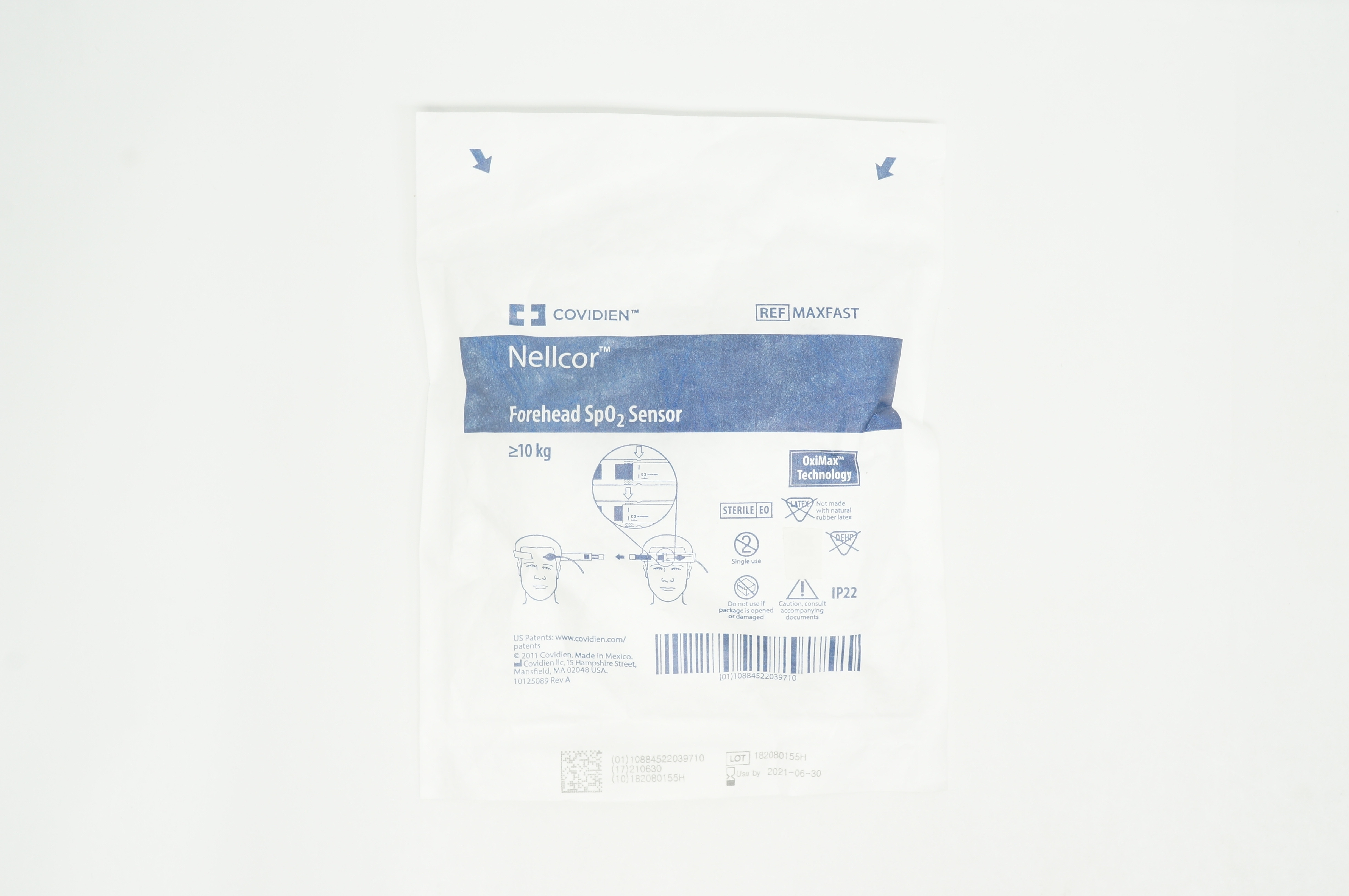 Covidien MAXFAST Nellcor Forehead SpO2 Sensor >10kg