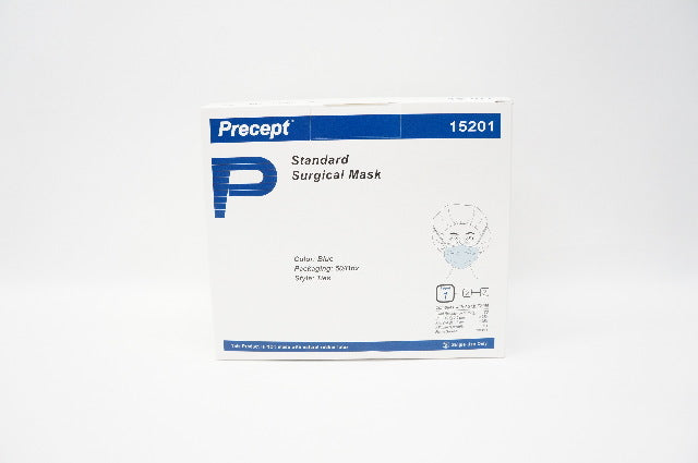 Precept 15201 Standard Surgical Mask, Ties, Blue - Box of 50