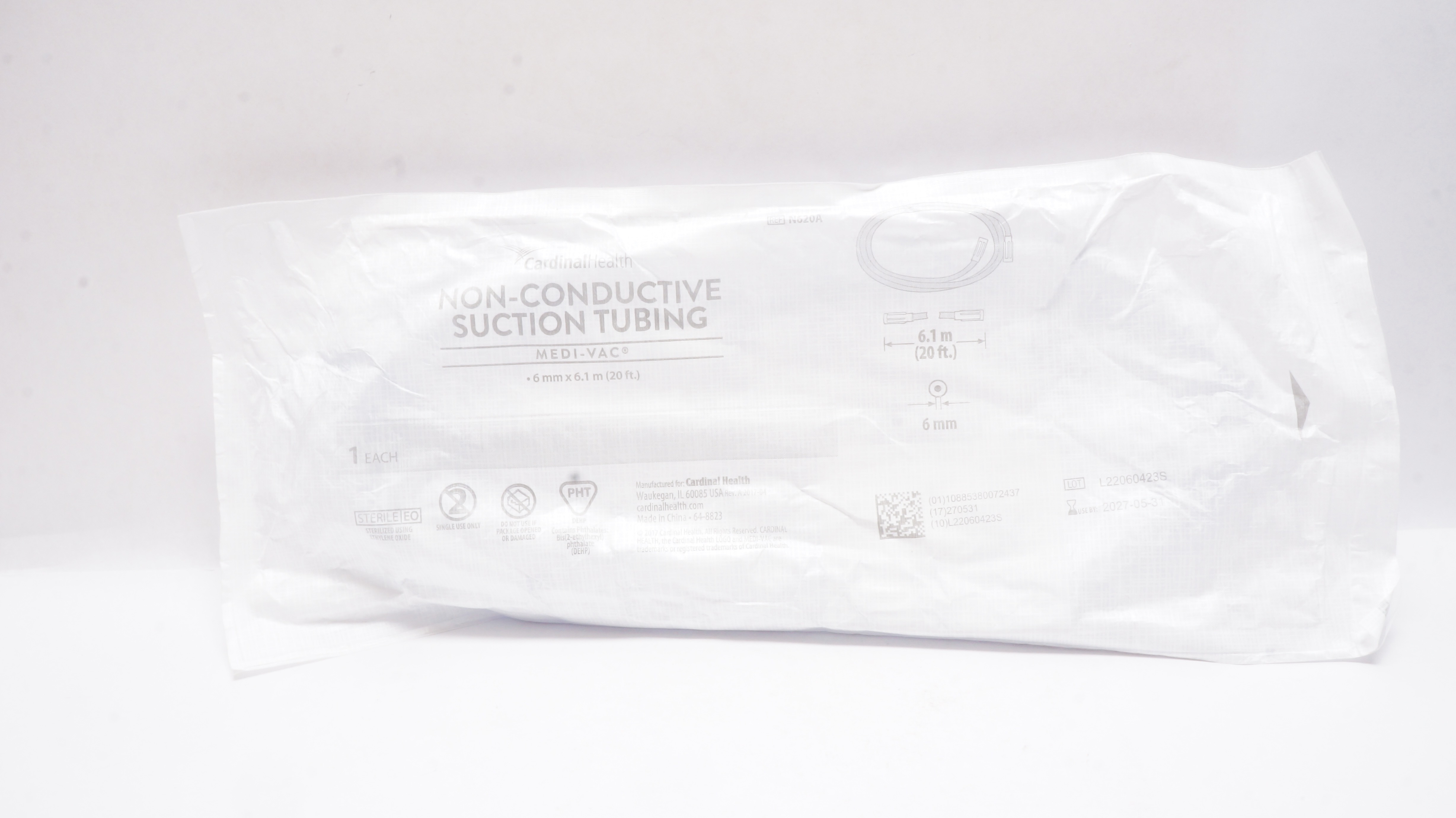 Cardinal Health N620A Non-Conductive Suction Tubing 20ft