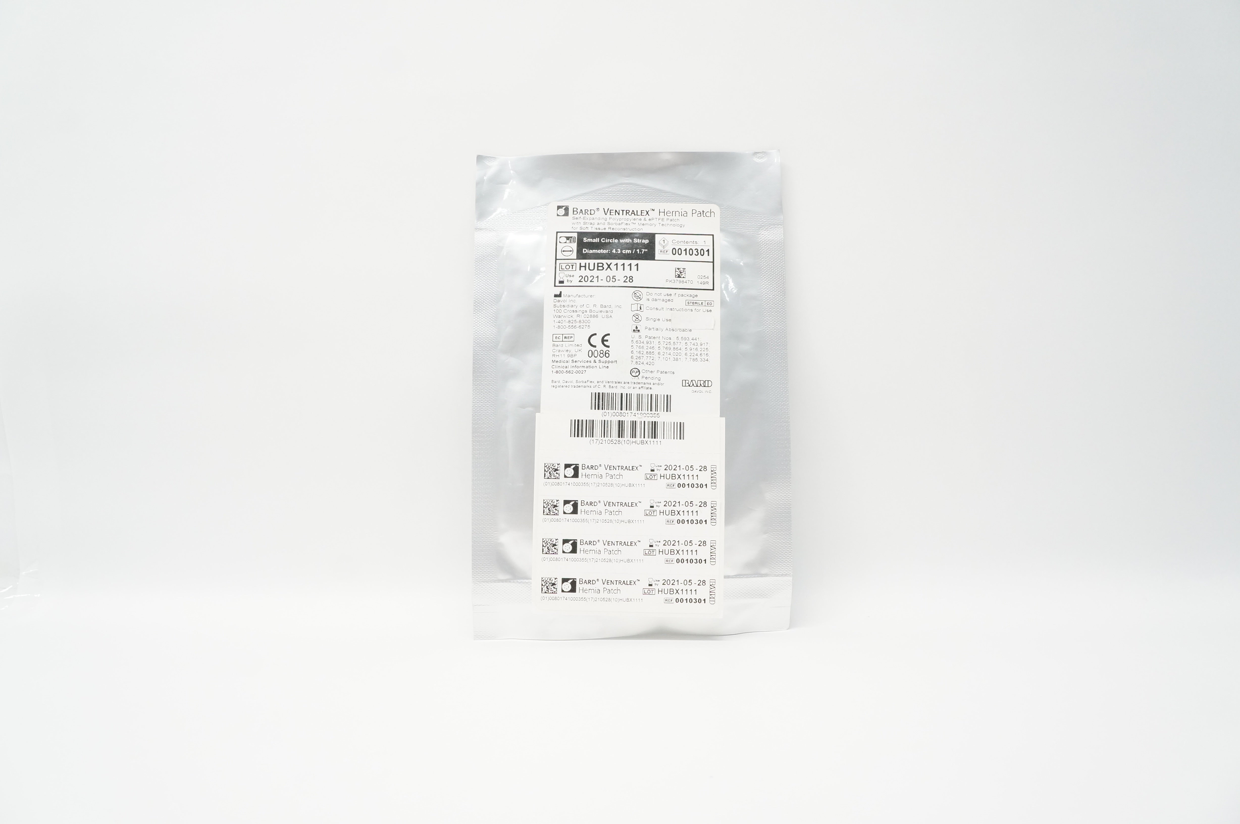 Bard 0010301 Ventralex Hernia Patch Small Circle with Strap 4.3cm x 1.7inch (x)