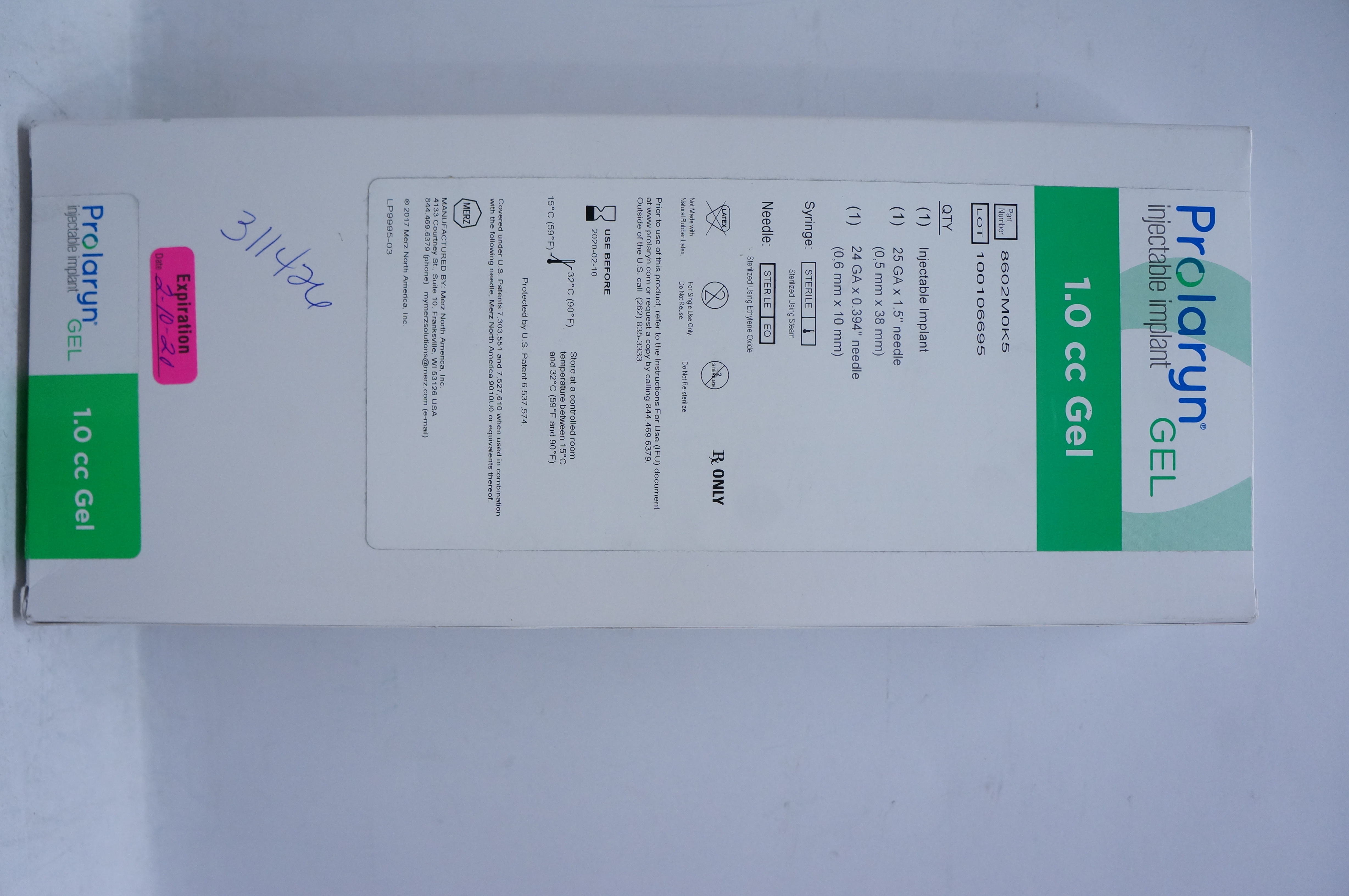 Merz 8602M0K5 Prolaryn Injectable Implant Plus 1.0cc (x)