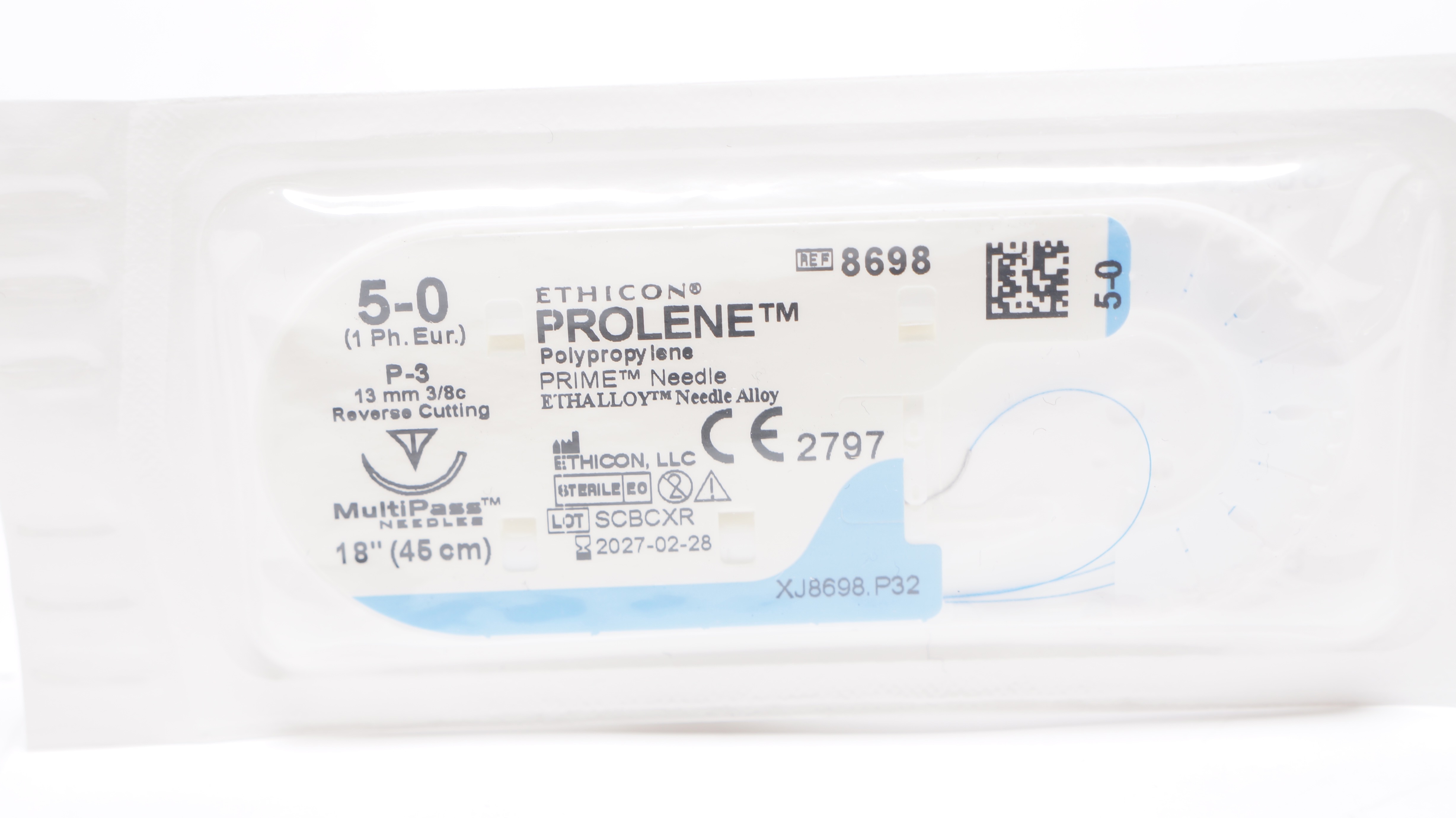 Ethicon 8698 5-0 PROLENE Stre P-3 13mm 3/8c Reverse Cutting 18inch (x)
