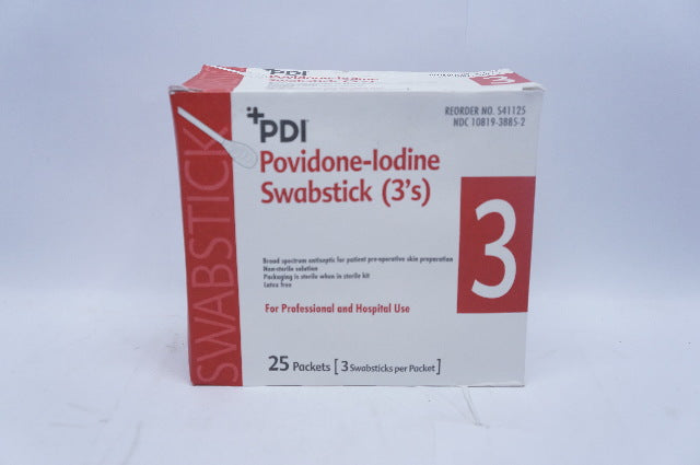 PDI S41125  Povidone-lodine Swabstick (3's)  - Box of 25