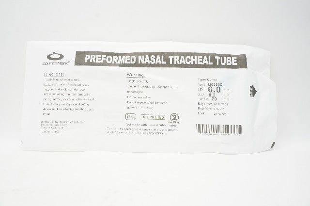 SourceMark M0660C Preformed Nasal Tracheal Tube 6.0mm ID x 8.2mm OD x 20mm