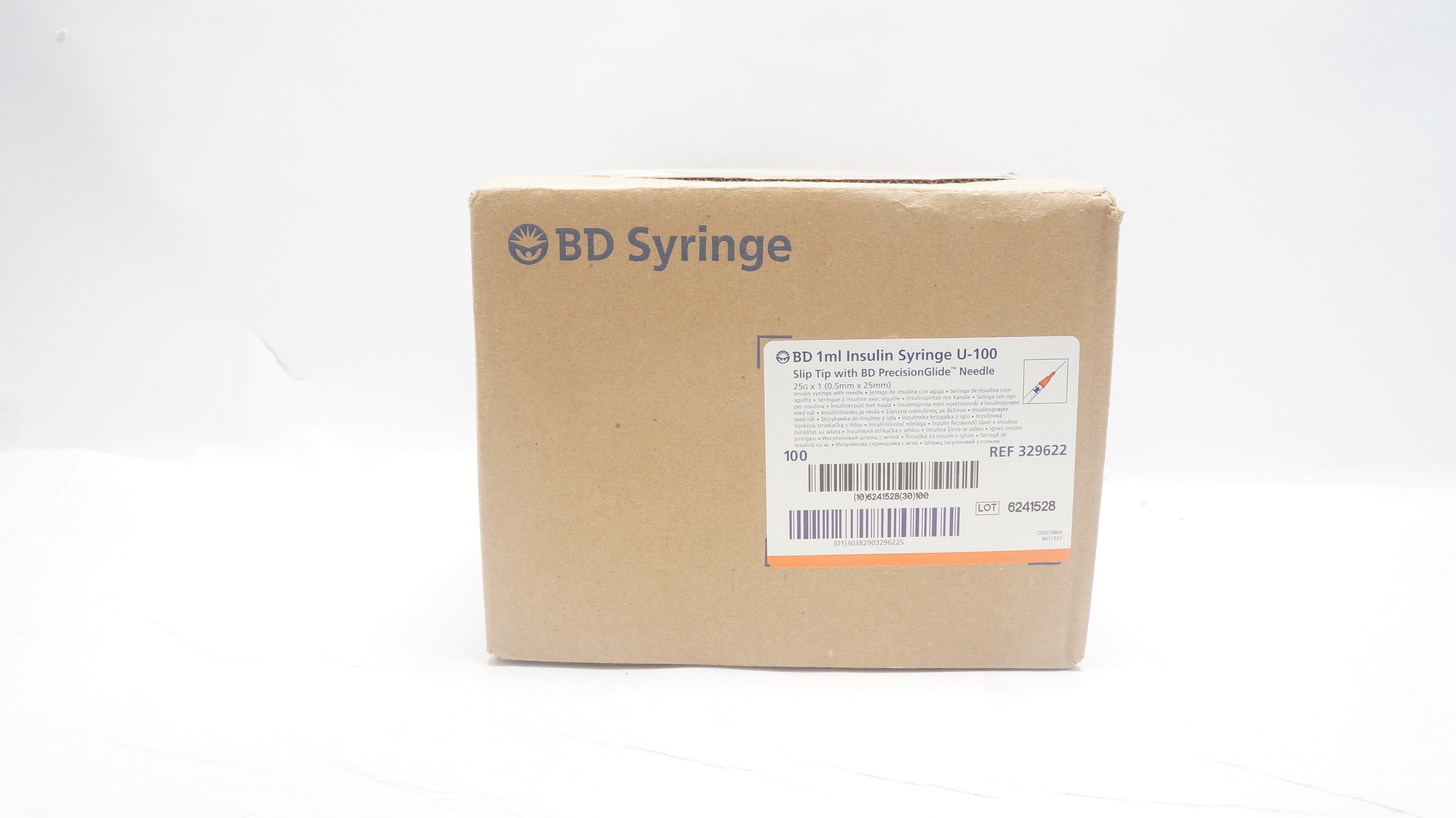 BD 329622 1ml Insulin Syringe U-100 Slip Tip W/PrecisionGlide Ndle - Box of 100