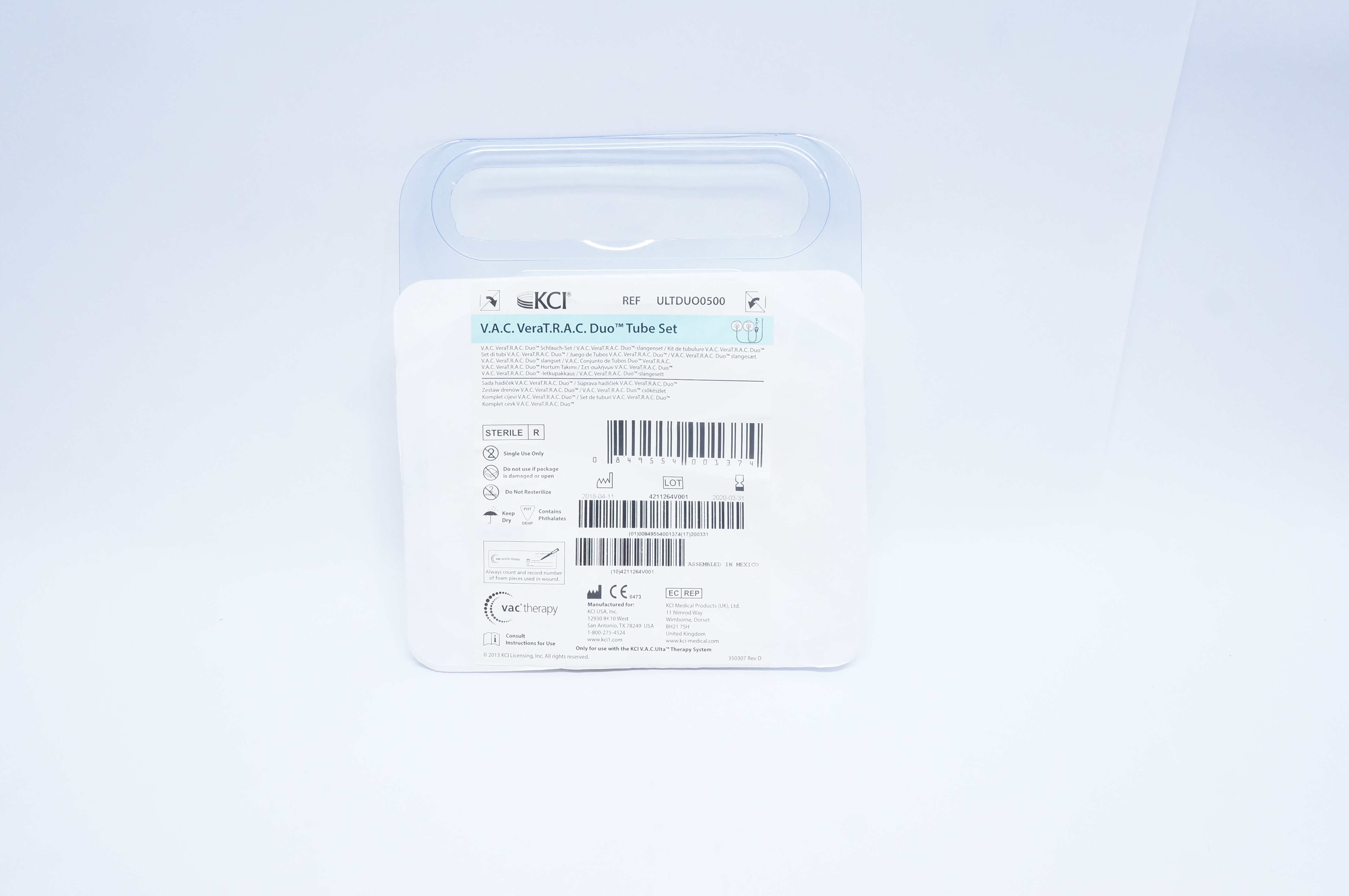 KCI ULTDUO0500 V.A.C. VeraT.R.A.C. Duo Tube Set (x)