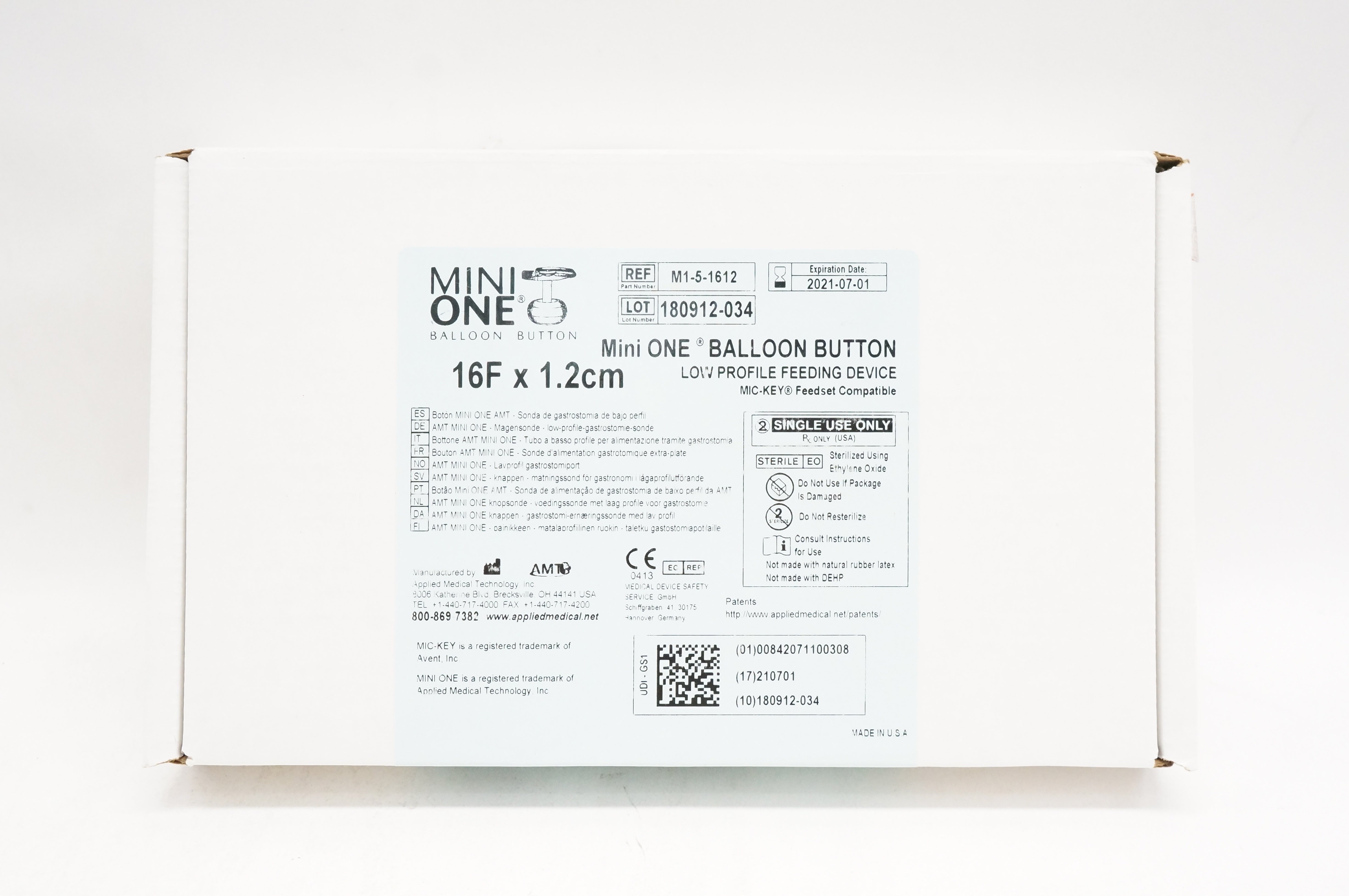 Applied Medical M1-5-1612 Mini One Balloon Button Feeding Device 16F x 1.2cm (x)