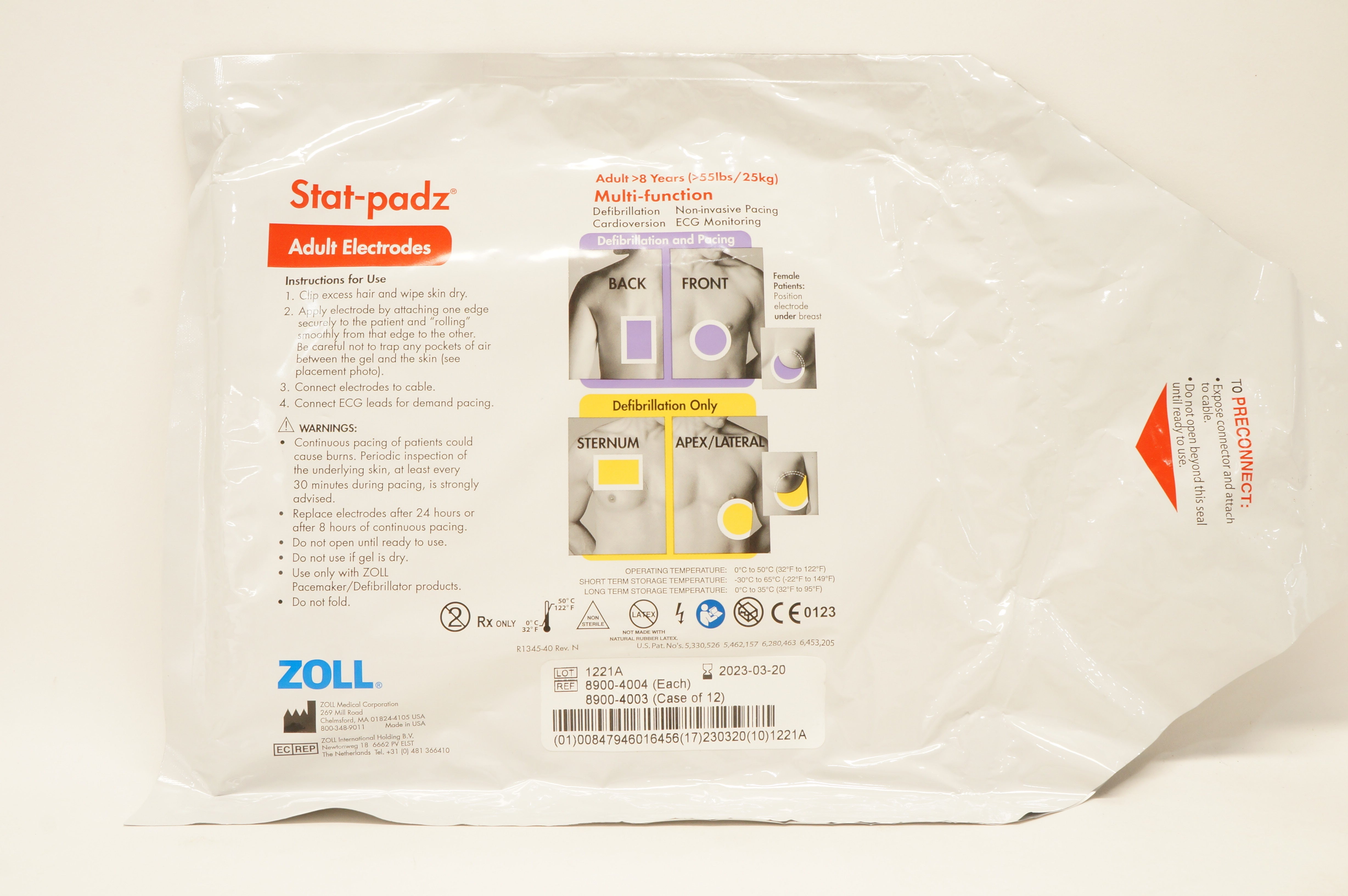 Zoll 8900-4004 Stat-Padz Multi-Function Adult Electrodes >8 Years (>55 lbs)(x)