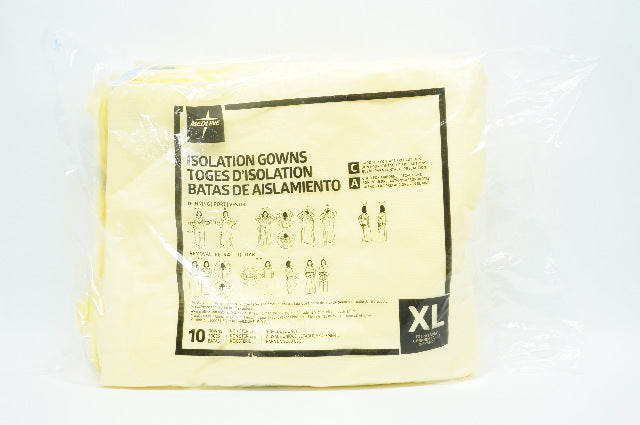 Medline 542 Isolation Gowns, Size: Extra Large - Pack of 10