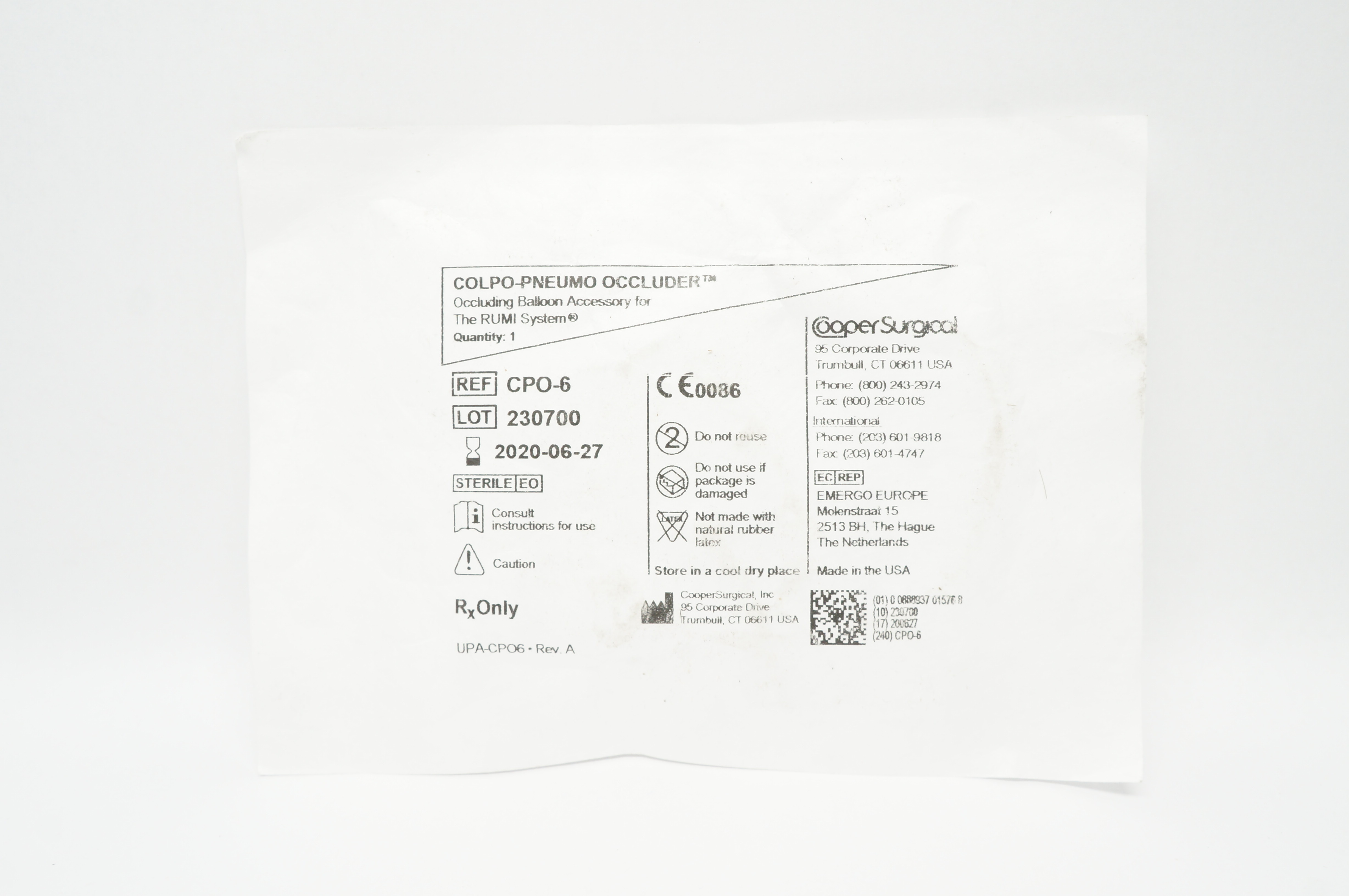 Cooper Surgical CPO-6 Colpo-Pneumo Occluding Balloon Accessory (x)