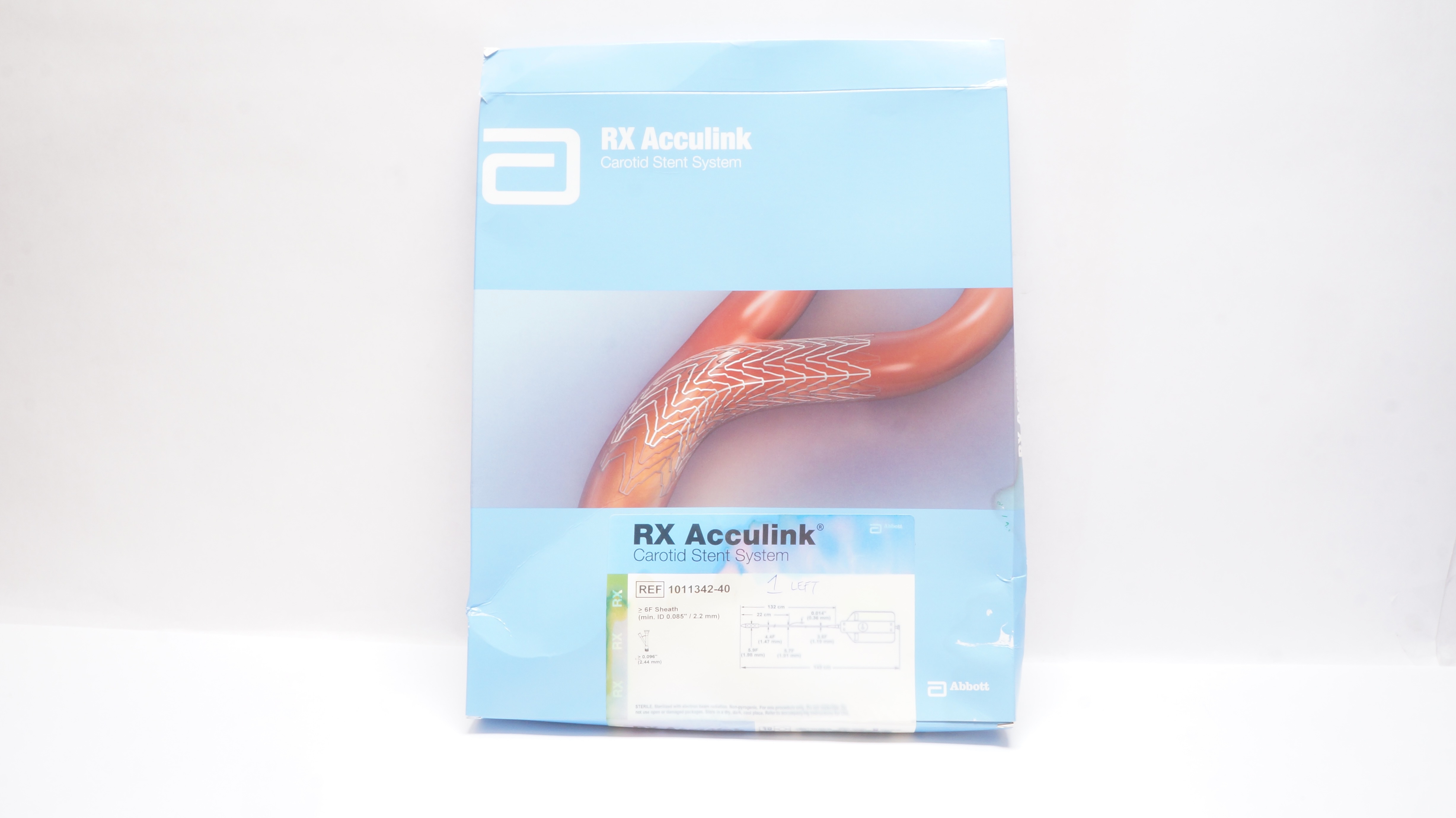 Abbott 1011342-40 RX Acculink Carotid Stnt System 10mm x 40mm x 132cm (x)