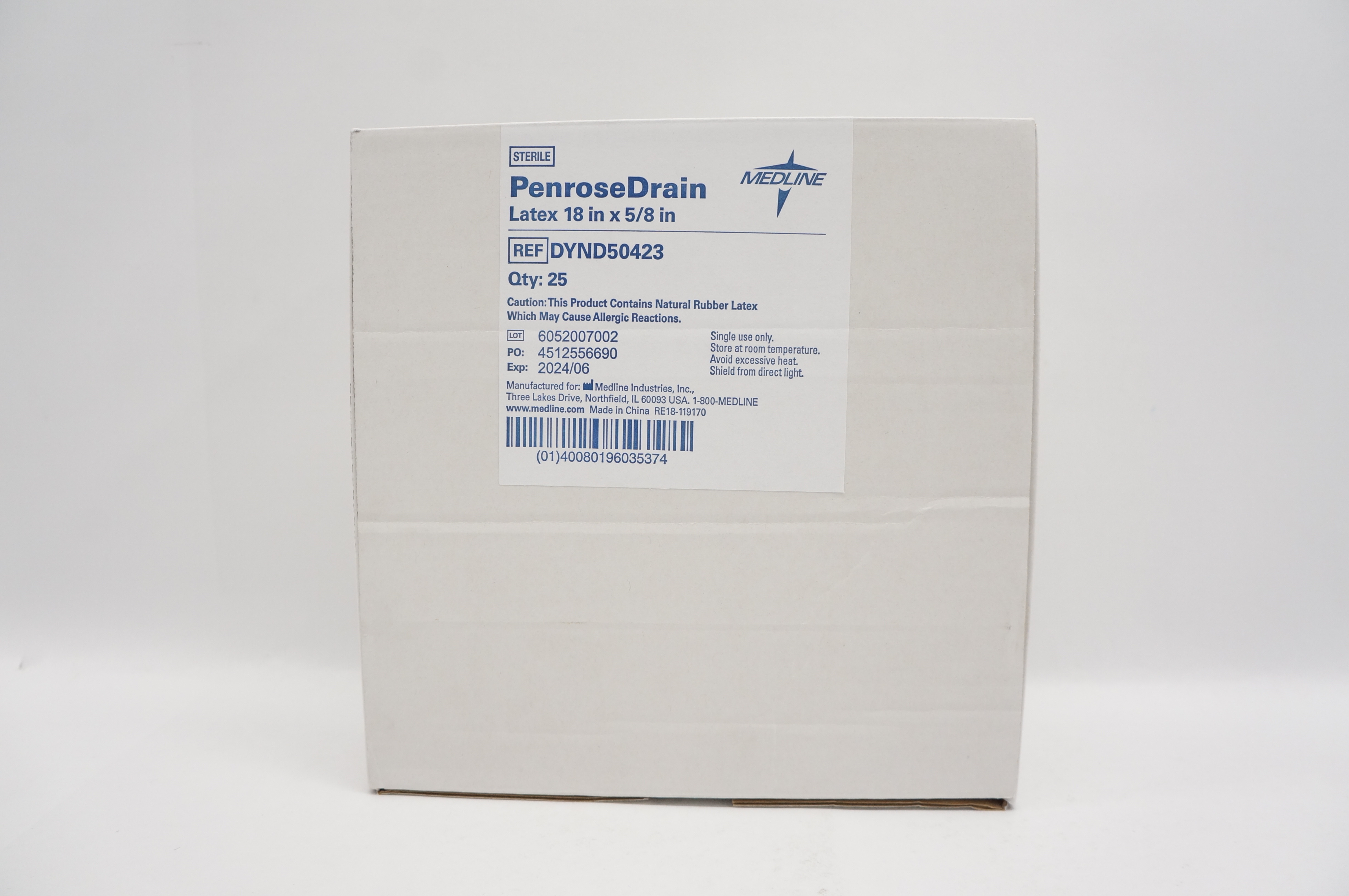 Medline DYND50423 Penrose Drain 18inch x 5/8inch - Box of 25