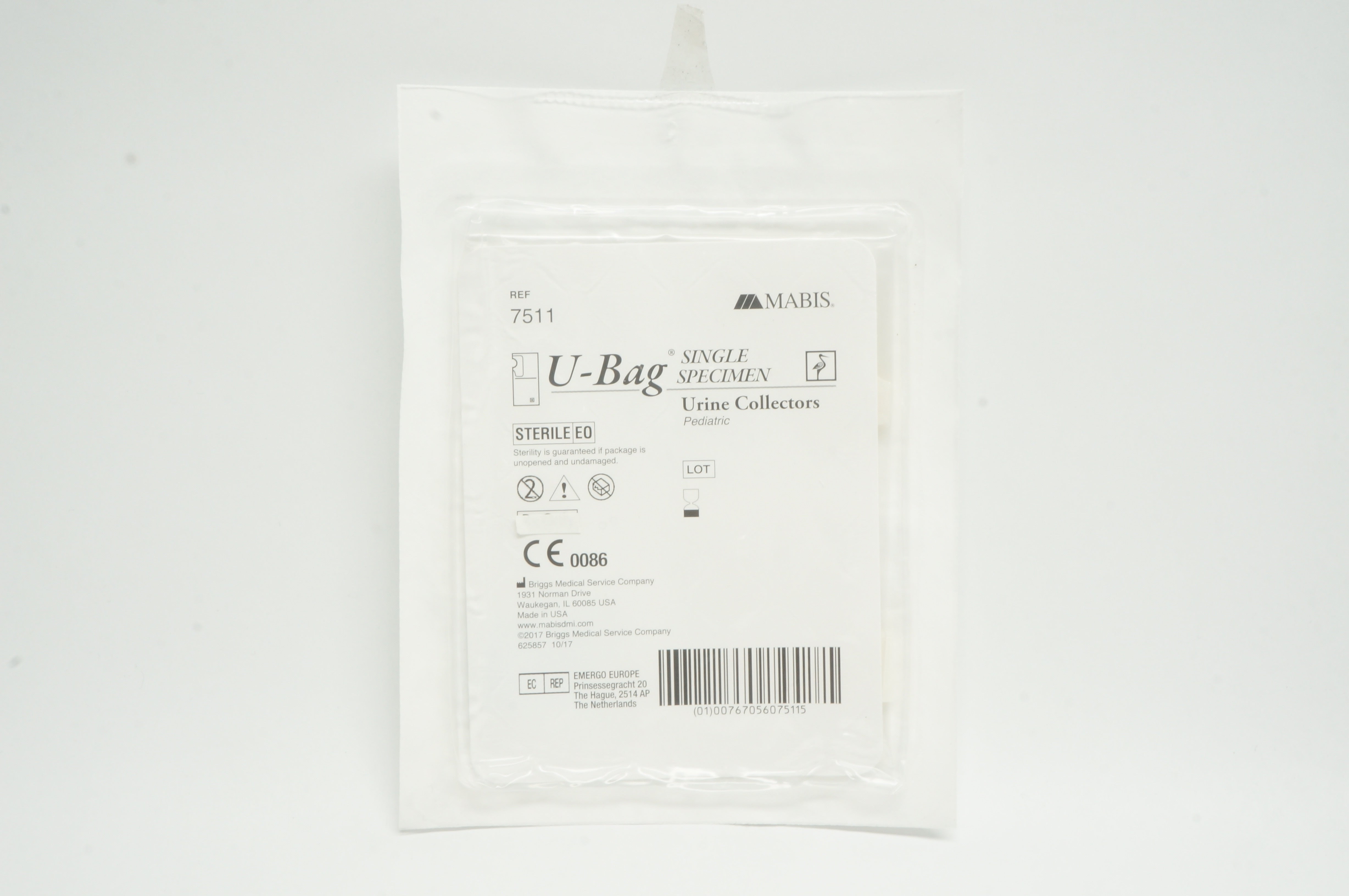 Mabis 7511 Briggs Medical U-Bag Single Specimen Urine Collectors, Pediatric