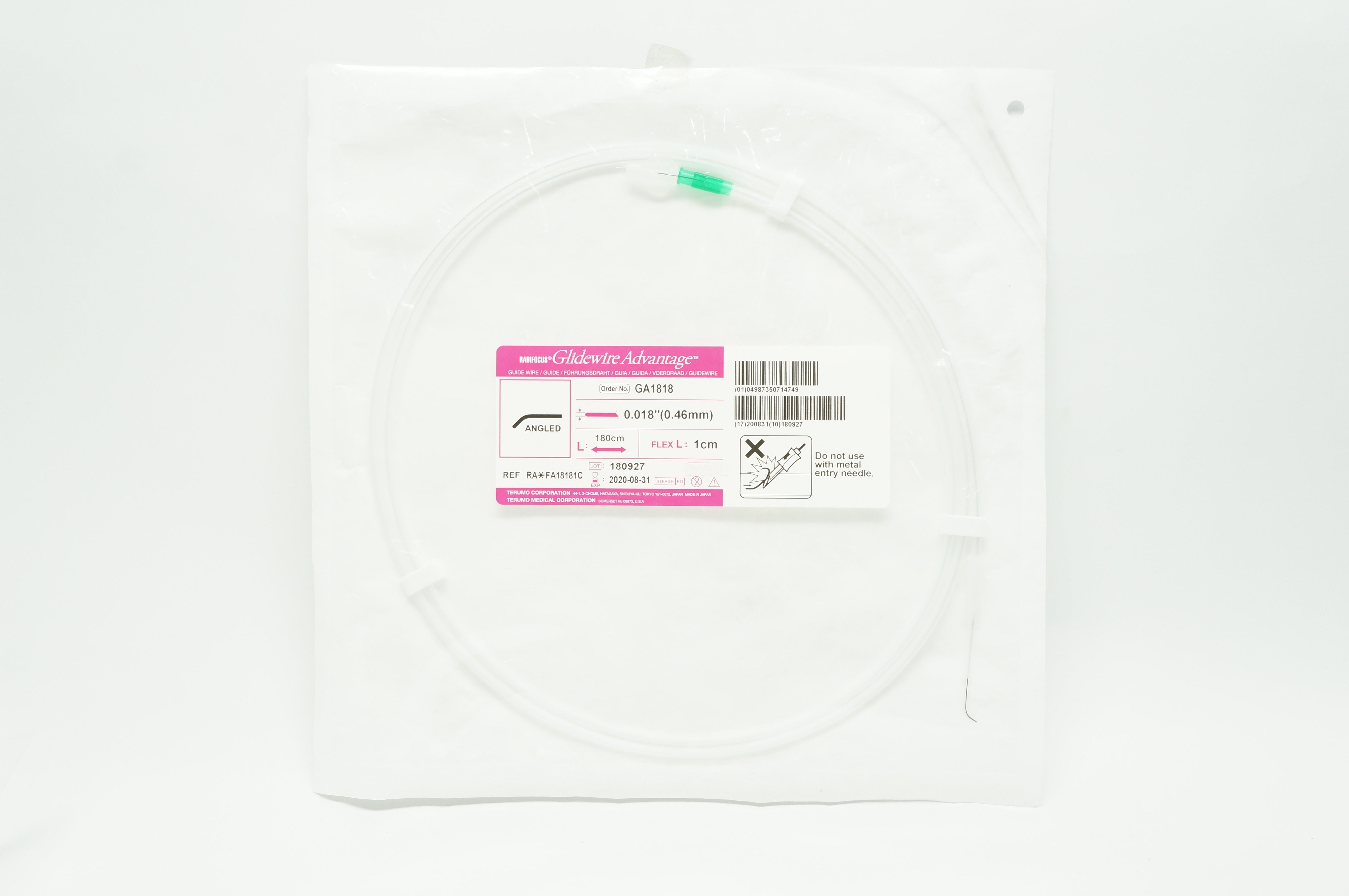 Terumo FA18181C Glidewire Advantage Angled 45degree 0.018in. x 180cm (x)