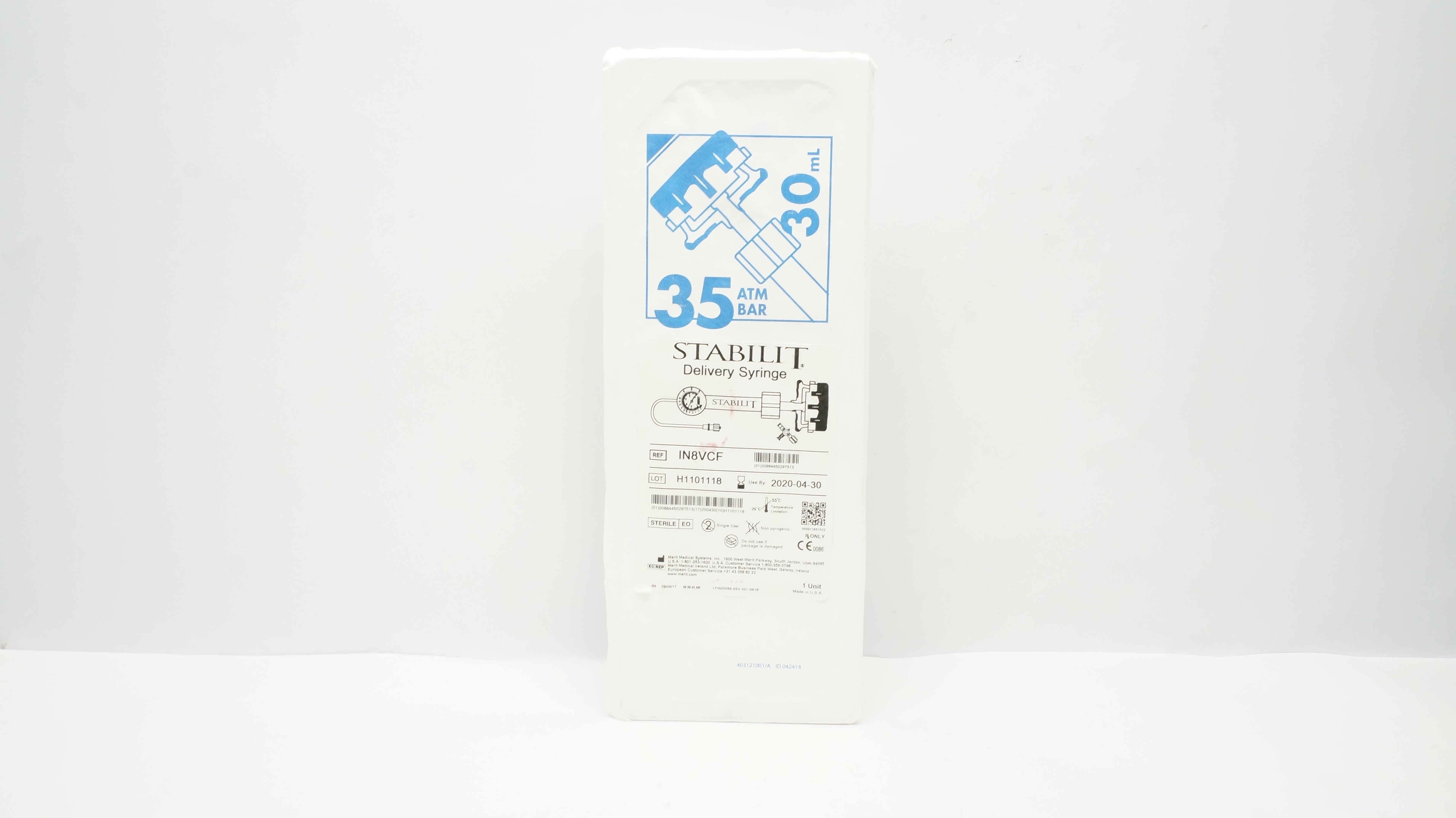 Merit Medical IN8VCF Stabilit Delivery Syringe 35 ATM BAR x 30mL (x)