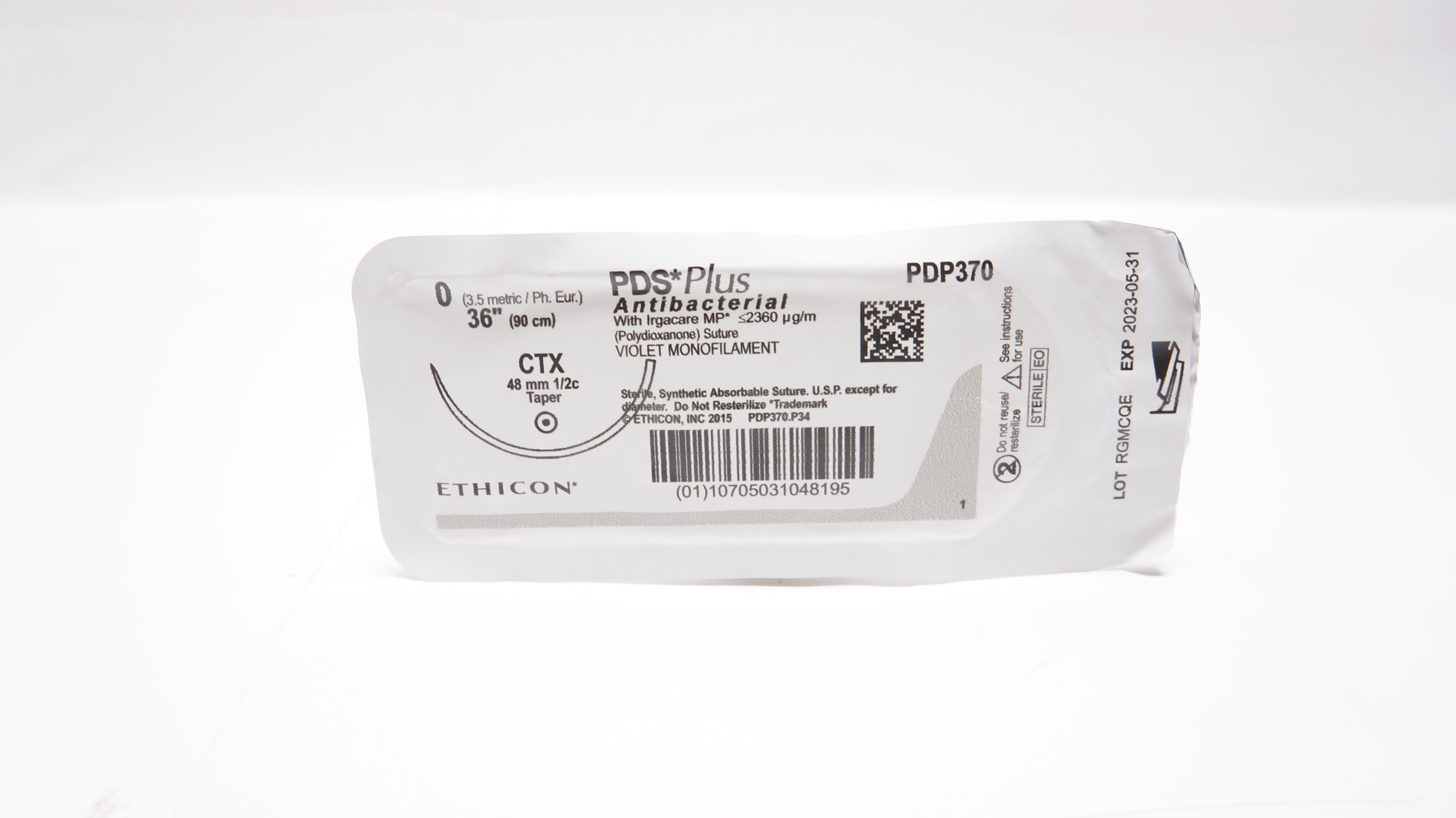 Ethicon PDP370 0 PDS Plus Antibacterial Stre CTX 48mm 1/2c Taper, 36inch (x)