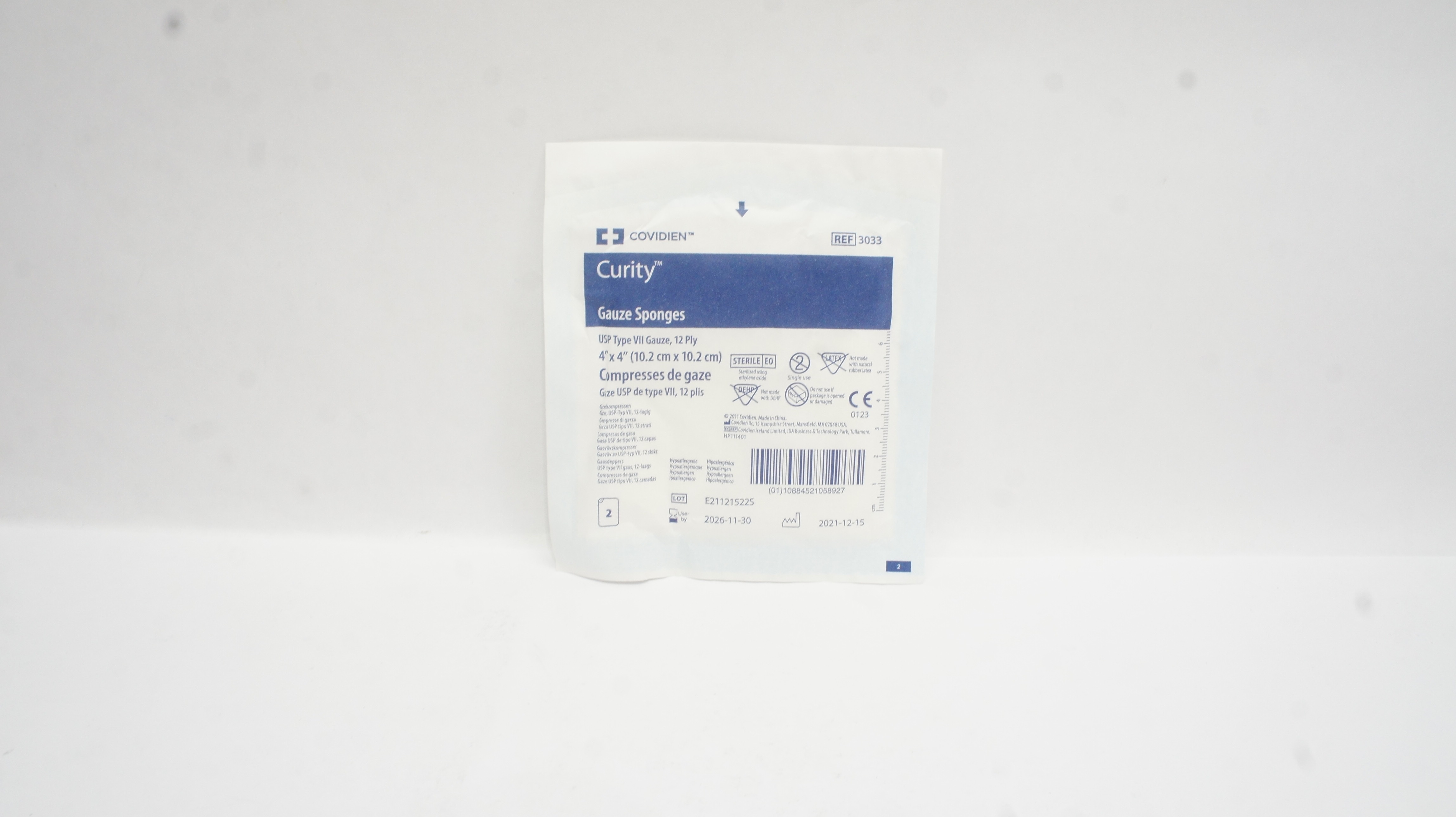 Covidien 3033 Curity Gauze Sponges 12-Ply USP Type VII 4In x 4In - Pack of 2