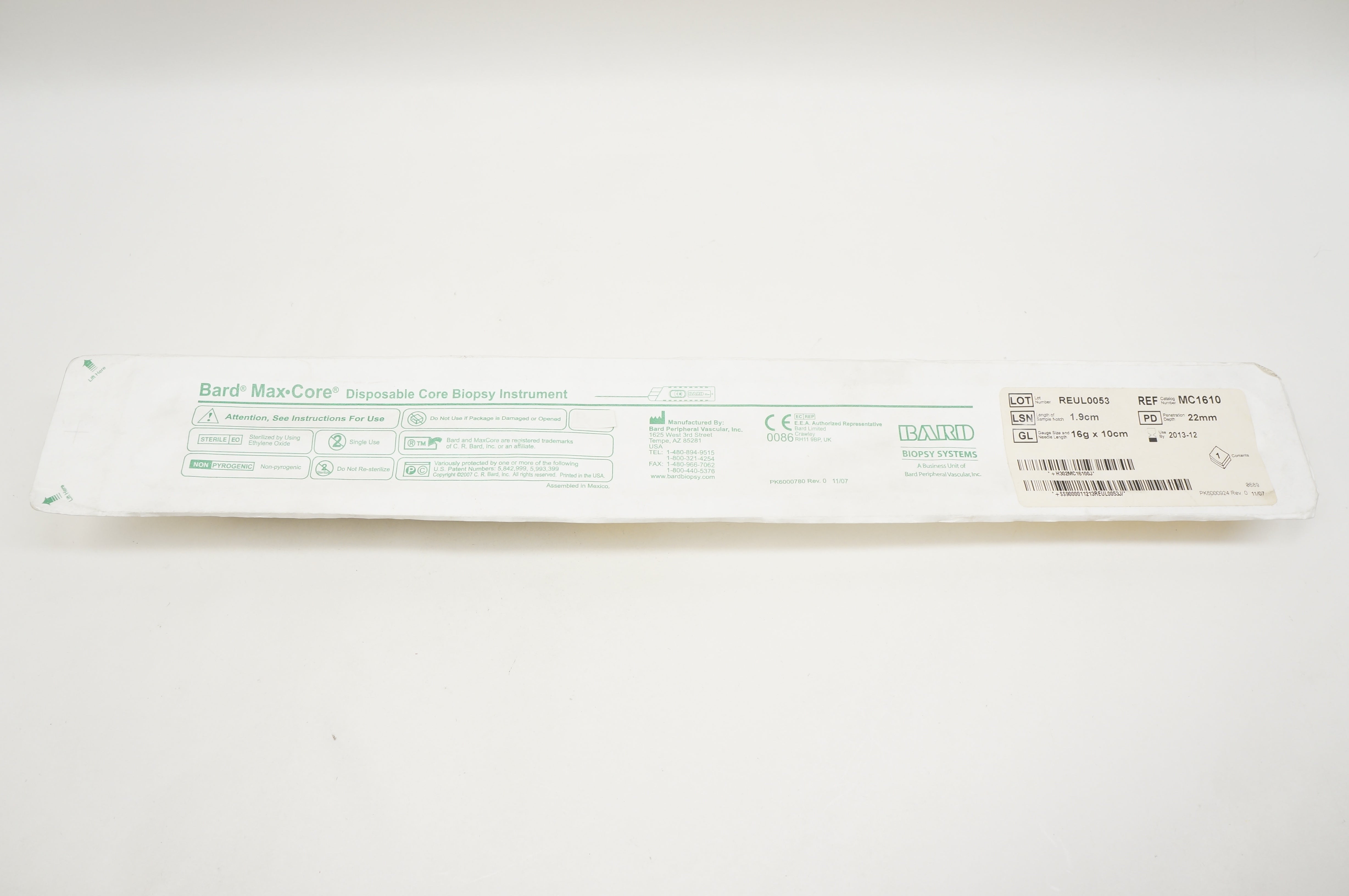 Bard MC1610 MAX-Core Disposable Biopsy Instrument 16G x 10cm (x)
