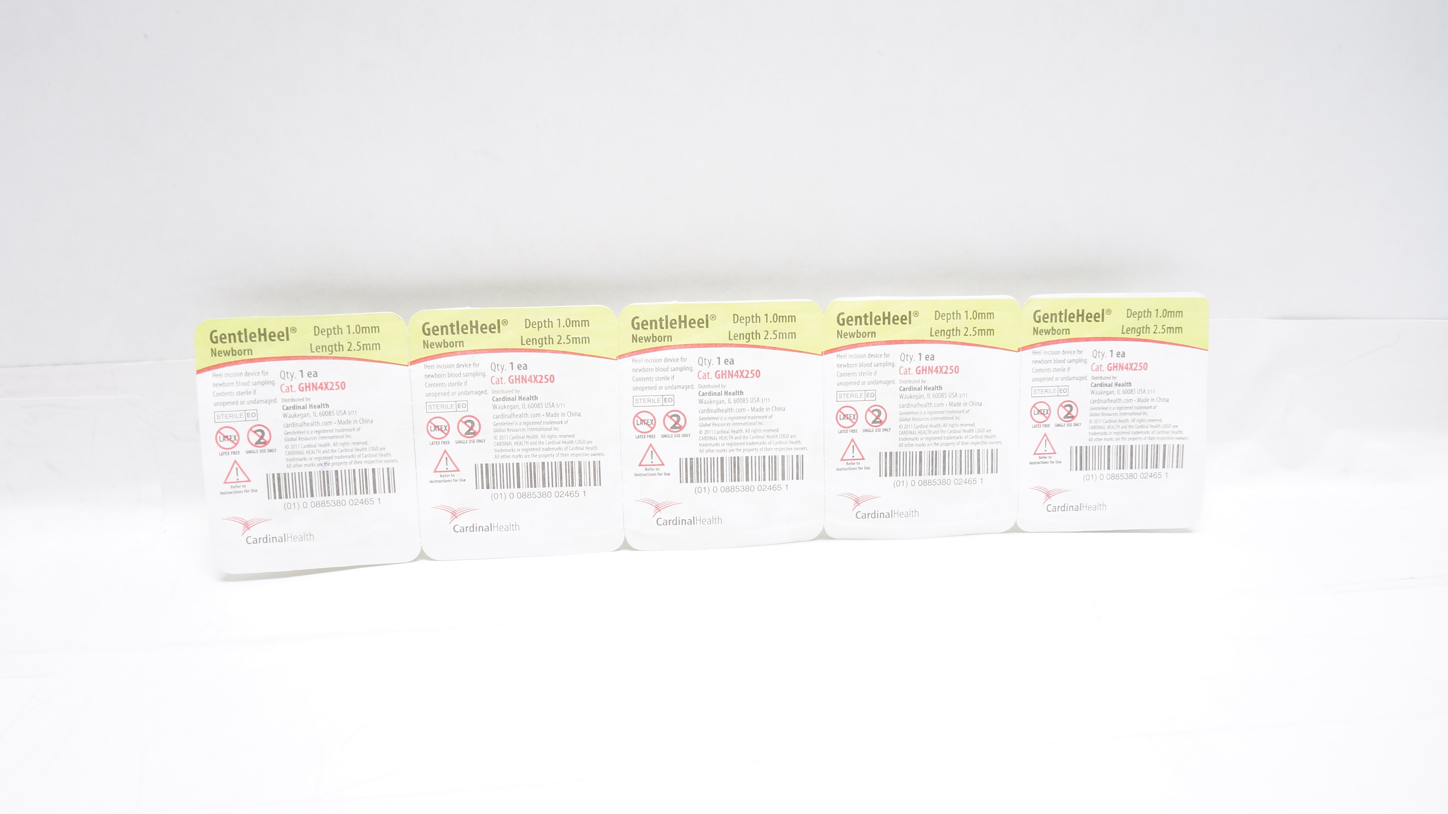 Cardinal Health GHN4X250 GentleHeel Newborn Incision Device 1.0 x 2.5mm-Lot of 5