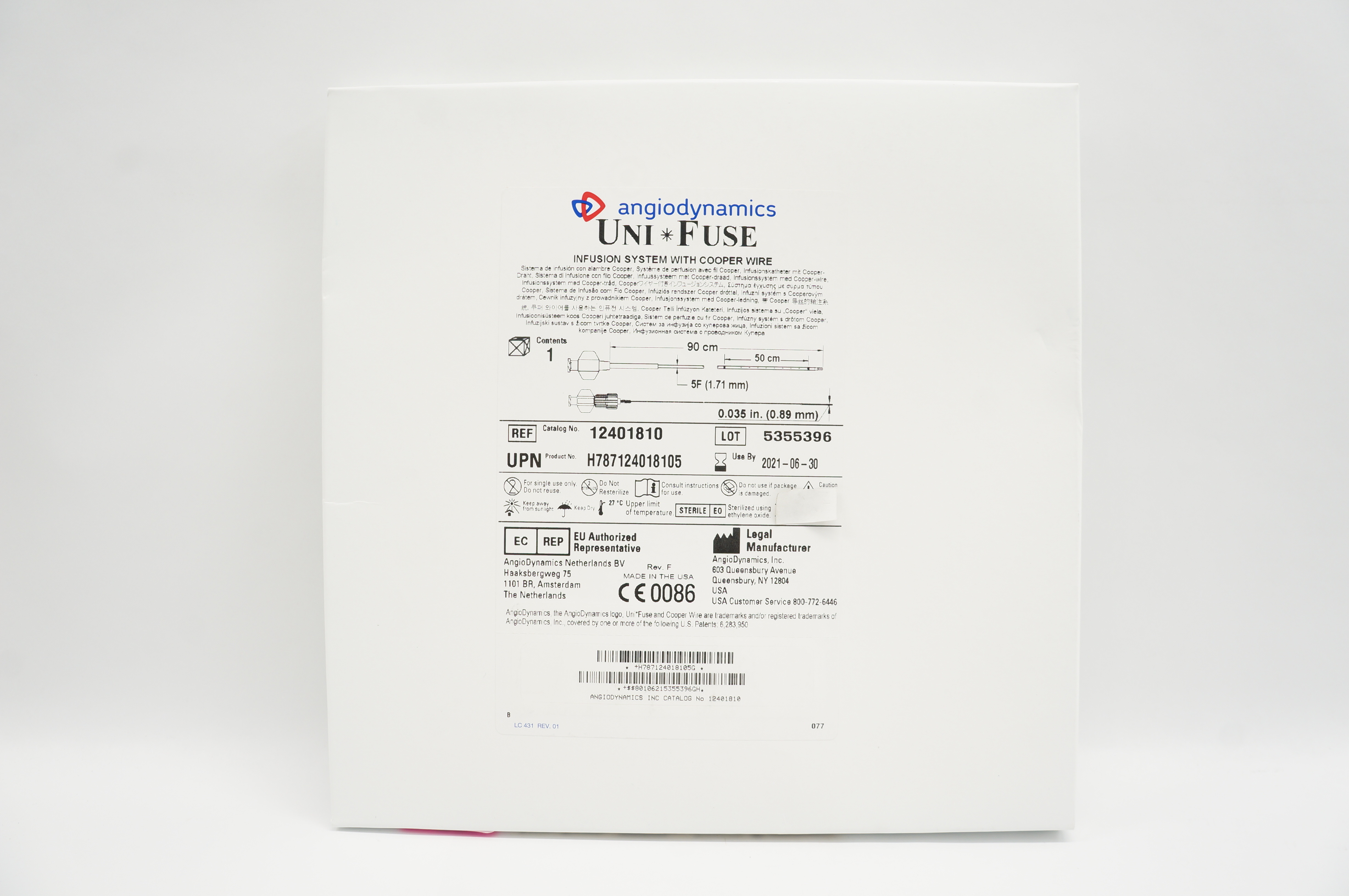 Angiodynamics 12401810 Uni Fuse Infusion System 90 x 50cm x 5F x 0.035 inch (x)