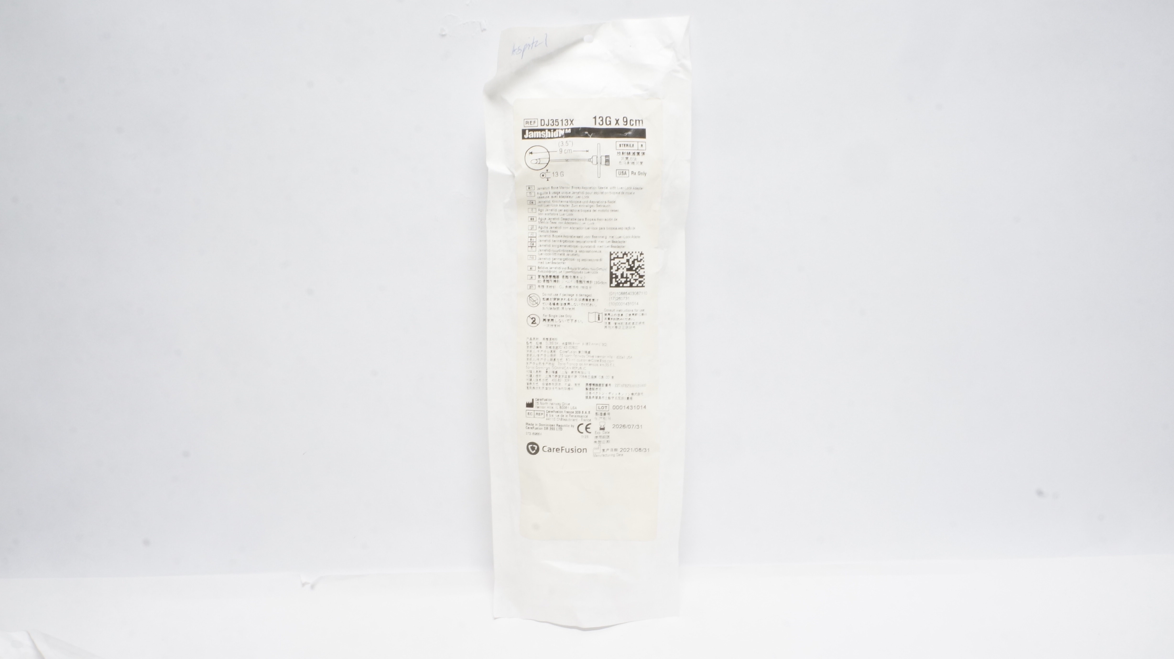 CareFusion DJ3513X Jamshidi Bone Marrow Biopsy/Aspiration Ndle 13G x 9cm