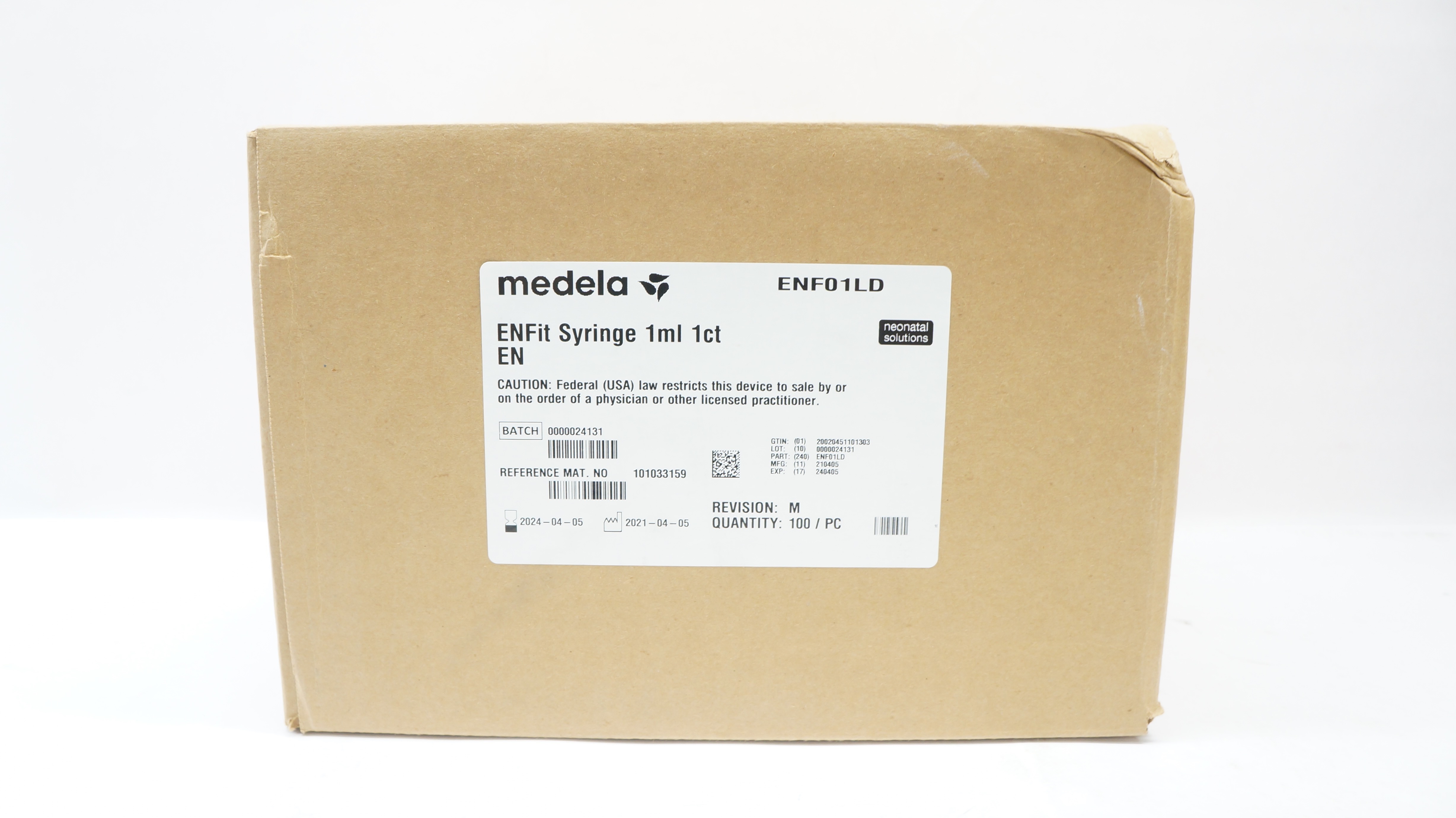 Medela 101033159 EnFit Syringe 1ml 1ct - Case of 100