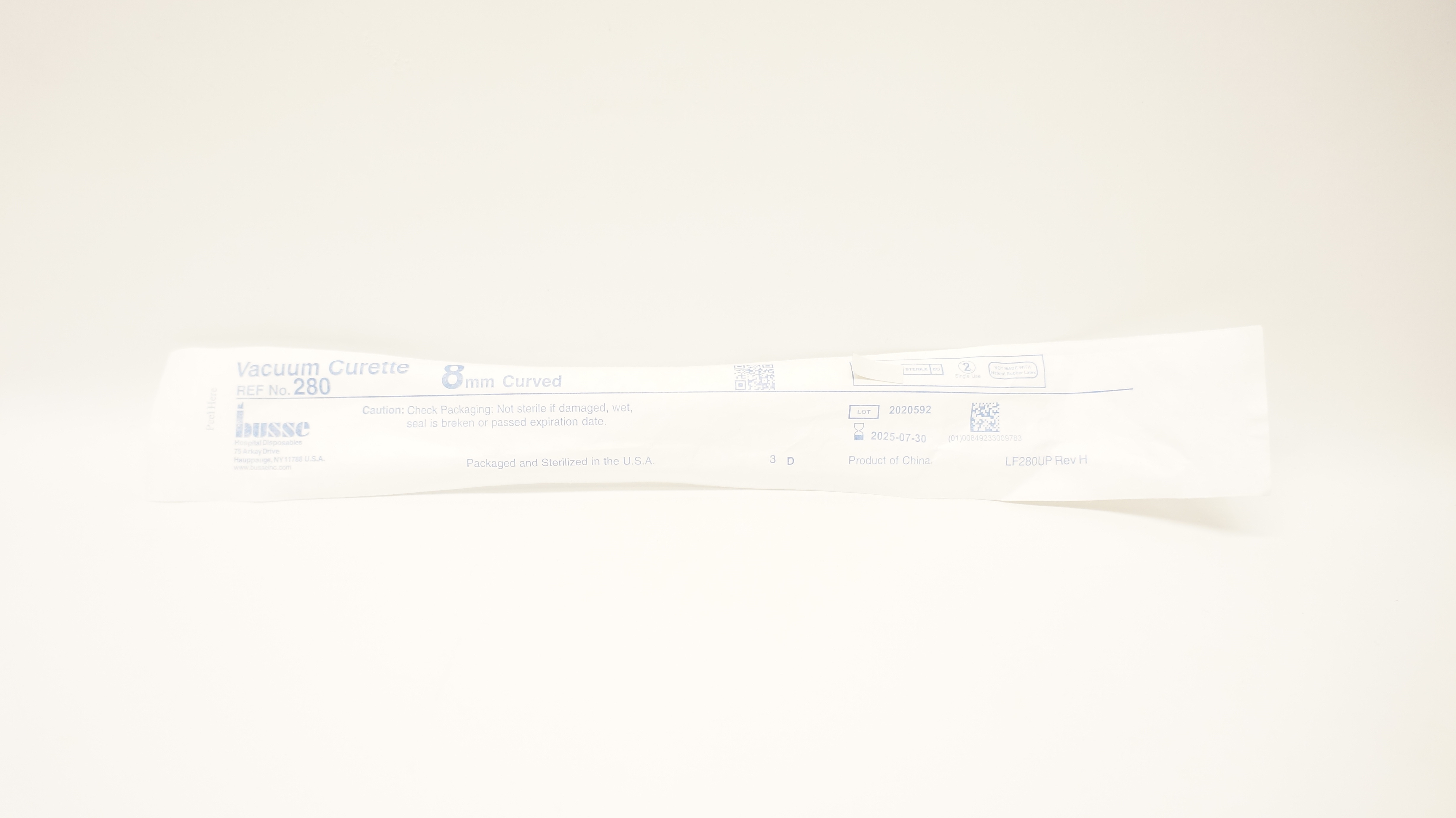 Busse 280 Vacuum Curette Curved 8mm