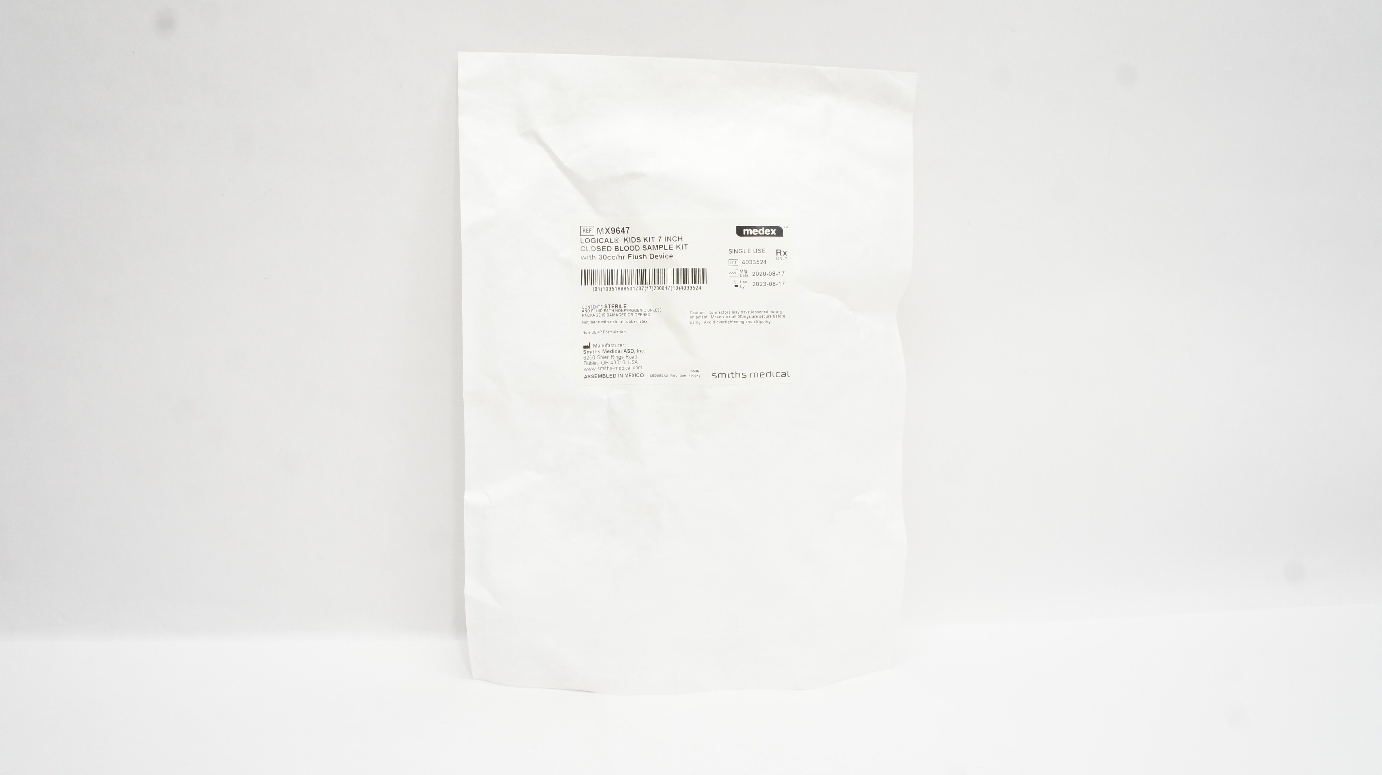 Smiths Medical MX9647 Logical Kids Kit 7In Closed Blood Sample Kit (x)