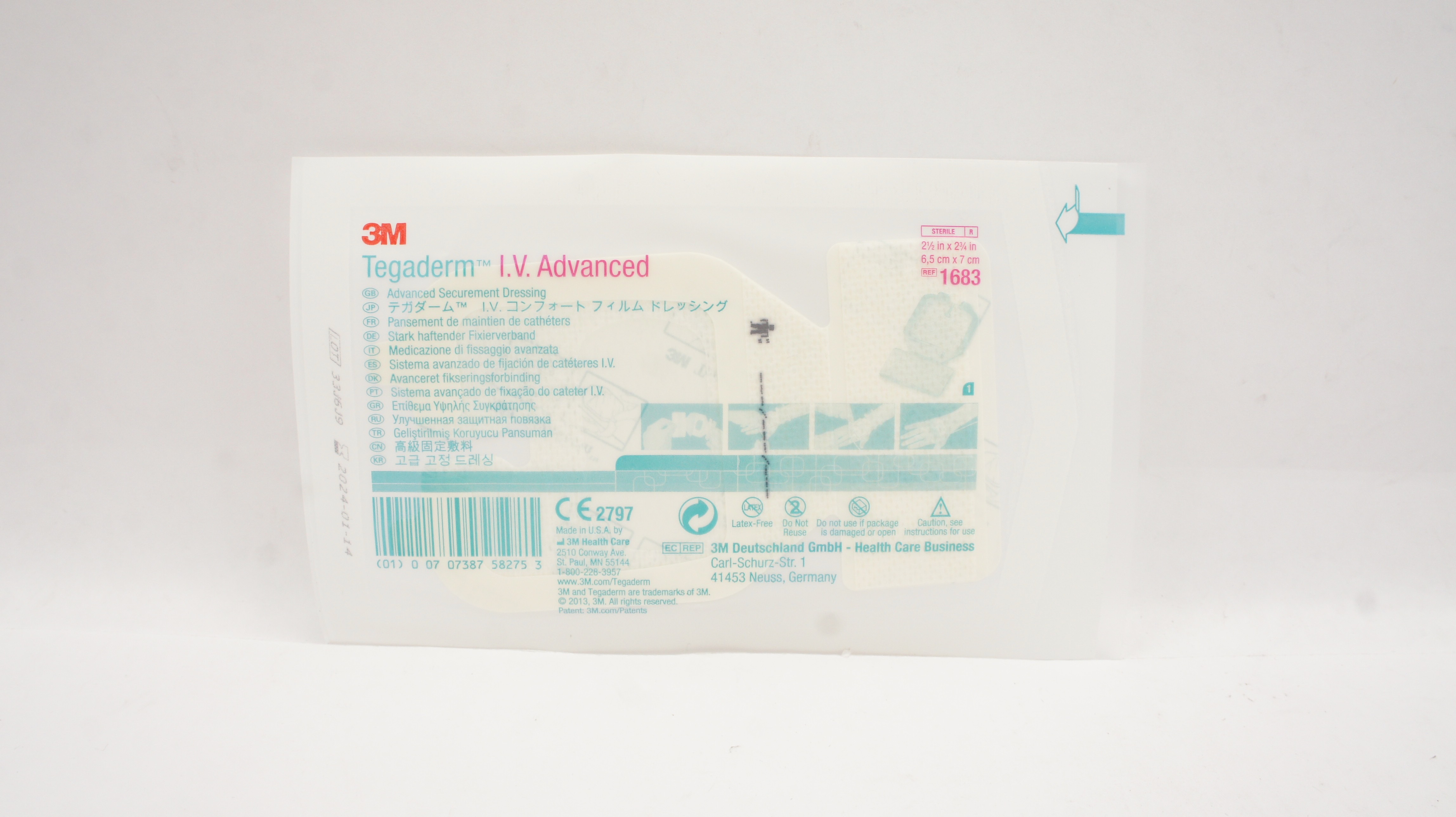 3M 1683 Tegaderm IV Advanced Securement Dressing 2-1/2inch x 2-3/4inch