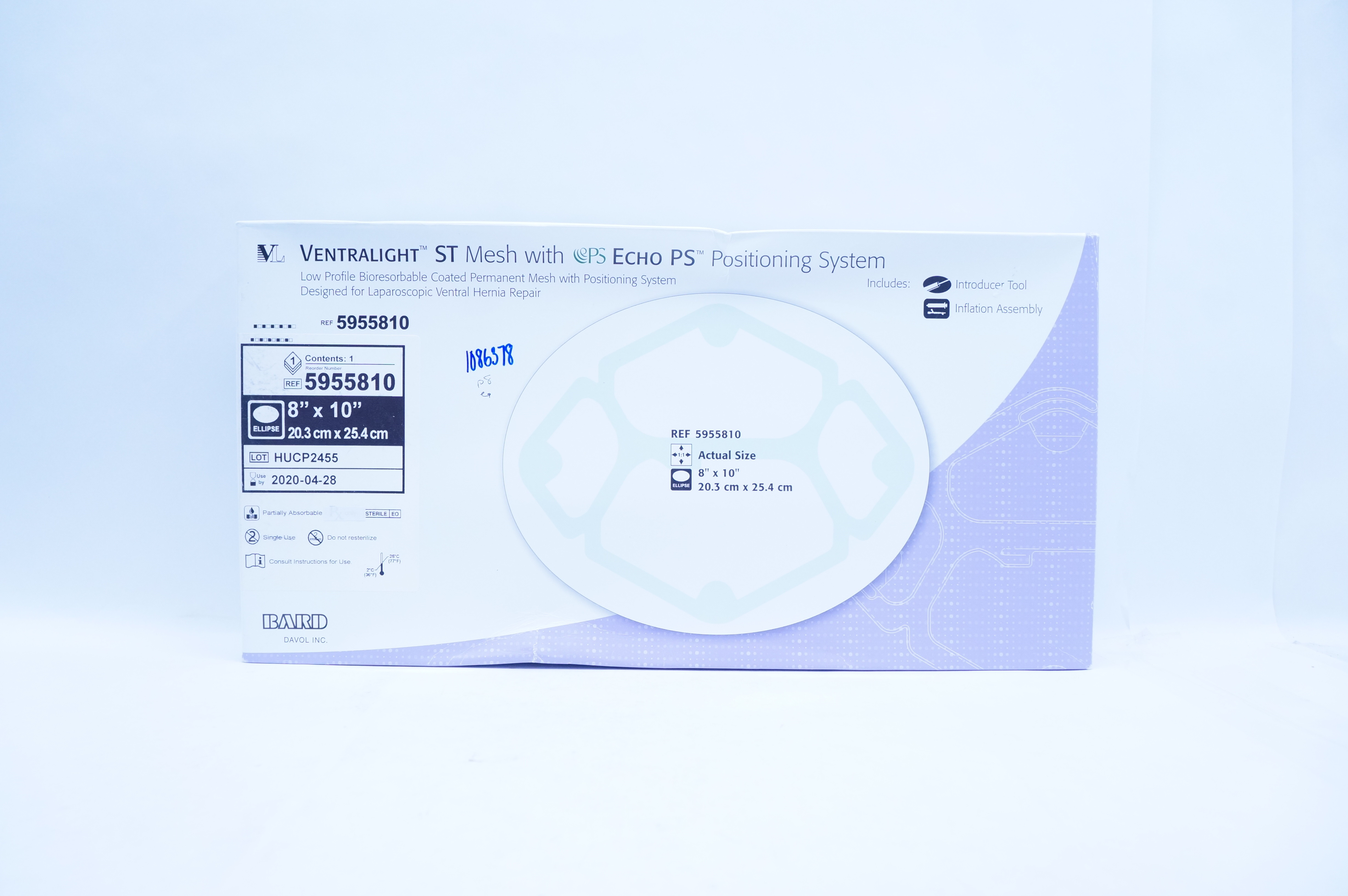 Bard 5955810 Ventralight ST Mesh With Echo PS Positioning System 8 x 10 inch (x)