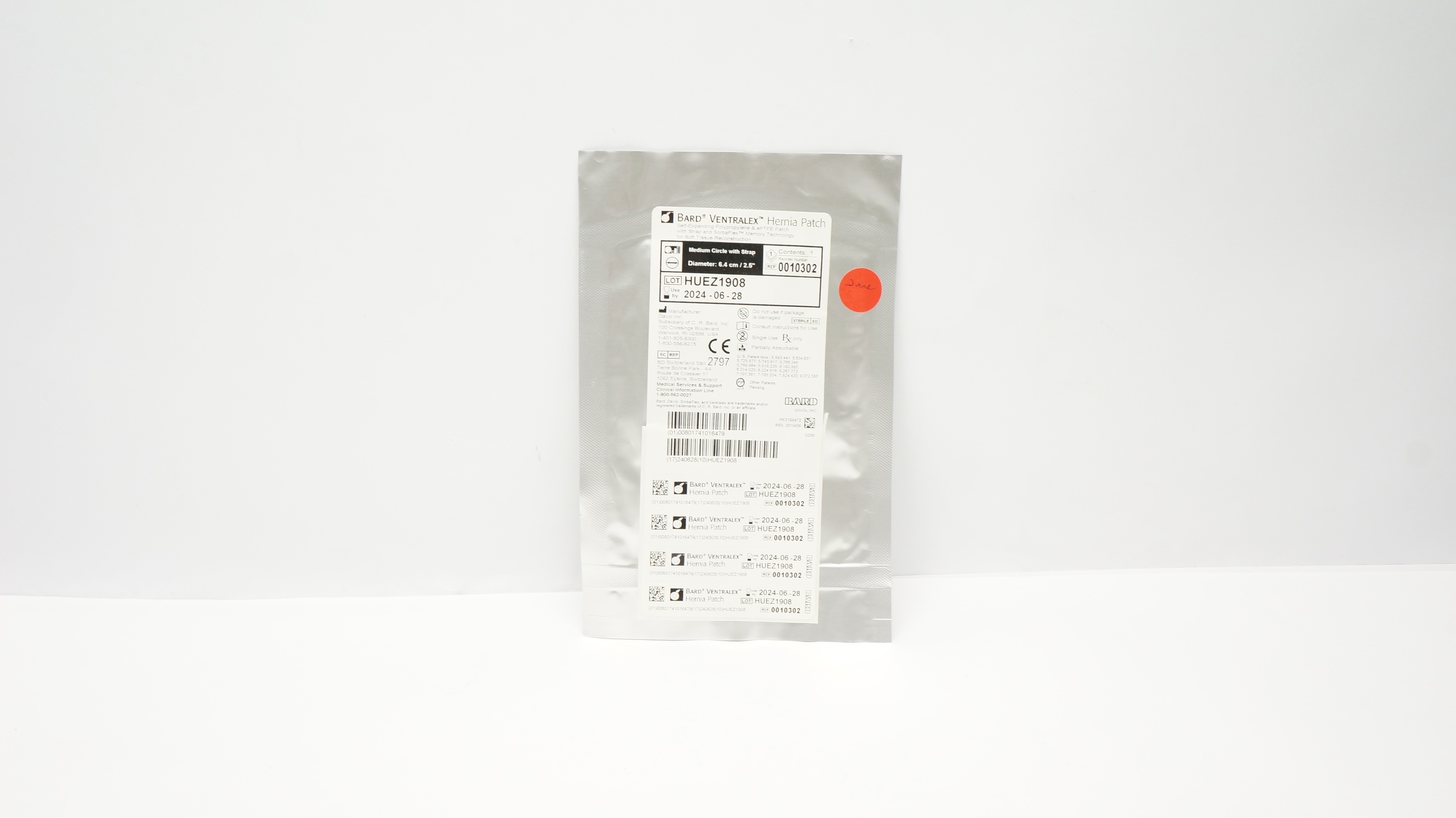 Bard 0010302 Davol Ventralex Hernia Patch, Medium Circle 2.5inch (x)