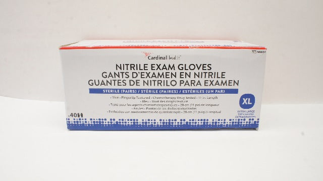 Cardinal Health N8833 Nitrile Exam Sterile Gloves (Pairs) Size XL -Box of 40 (x)