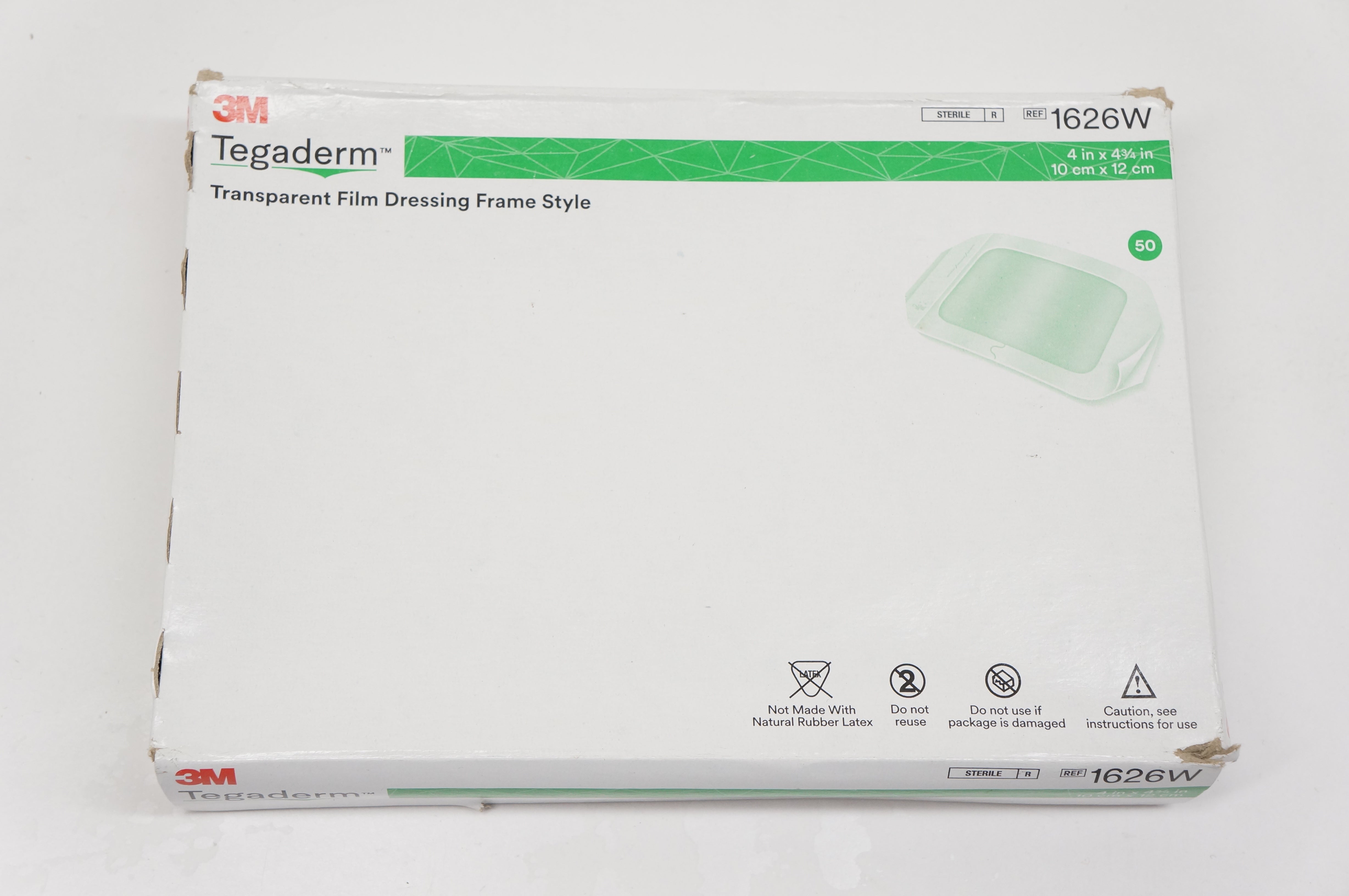 3M 1626W Tegaderm Transparent Film Dressing Frame 4inch x 4-3/4in. - Box of 50
