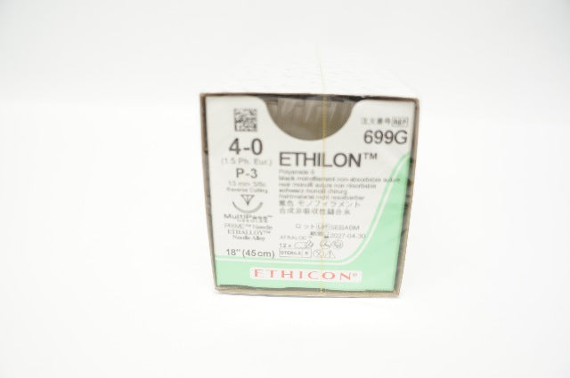 Ethicon 699G 4-0 ETHILON, P-3, 13mm 3/8c Reverse Cutting, 18inch - Box of 12