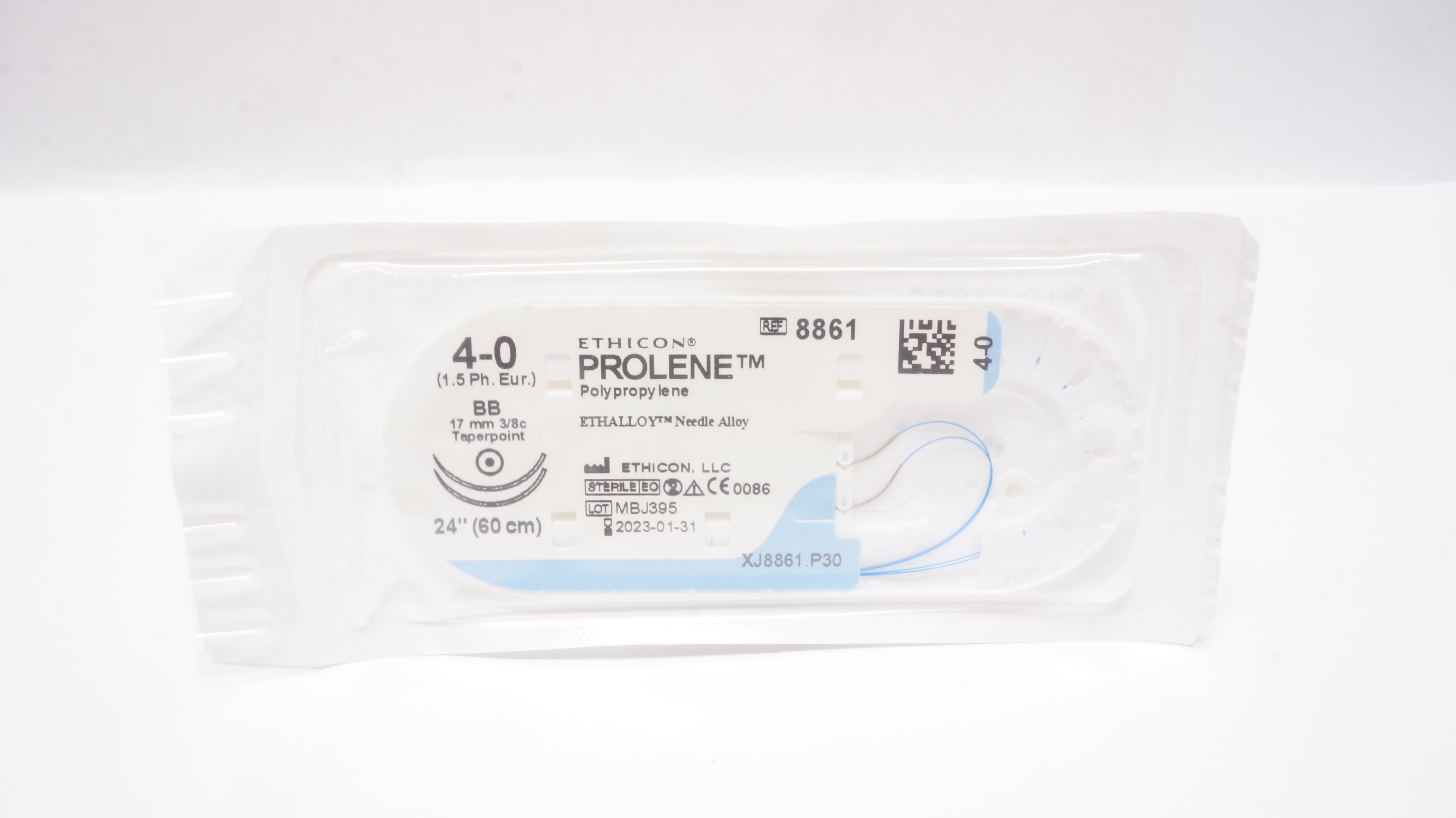 Ethicon 8861 4-0 Prolene Polypropylene Stre BB 17mm 3/8c Taper, 24 inch (x)