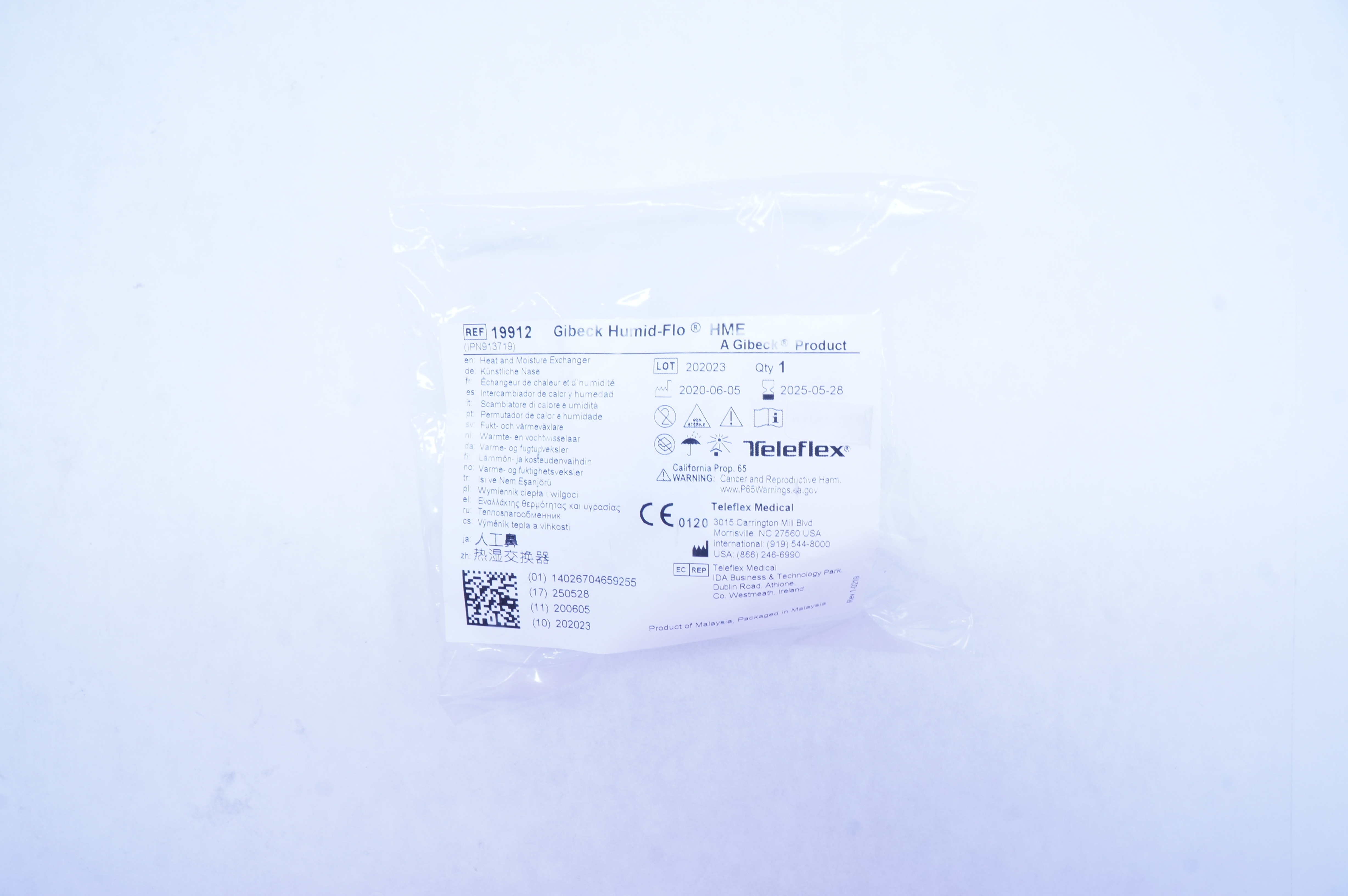 Teleflex Medical 19912 Gibeck Humid-Fle HME Heat and Moisture Exchanger