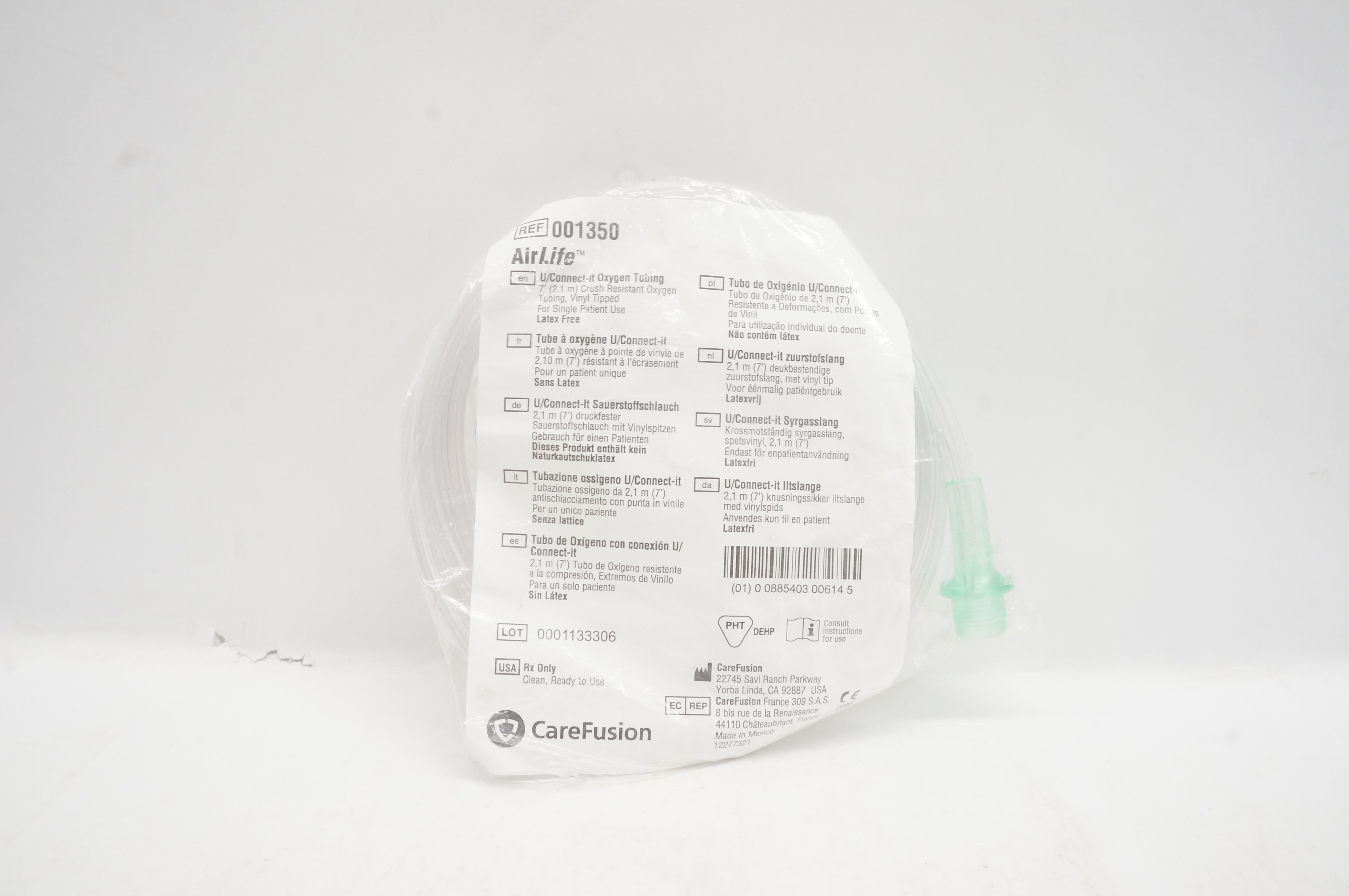 CareFusion 001350 AirLife U/Connect-it Crush Resistant Oxygen Tubing 7feet