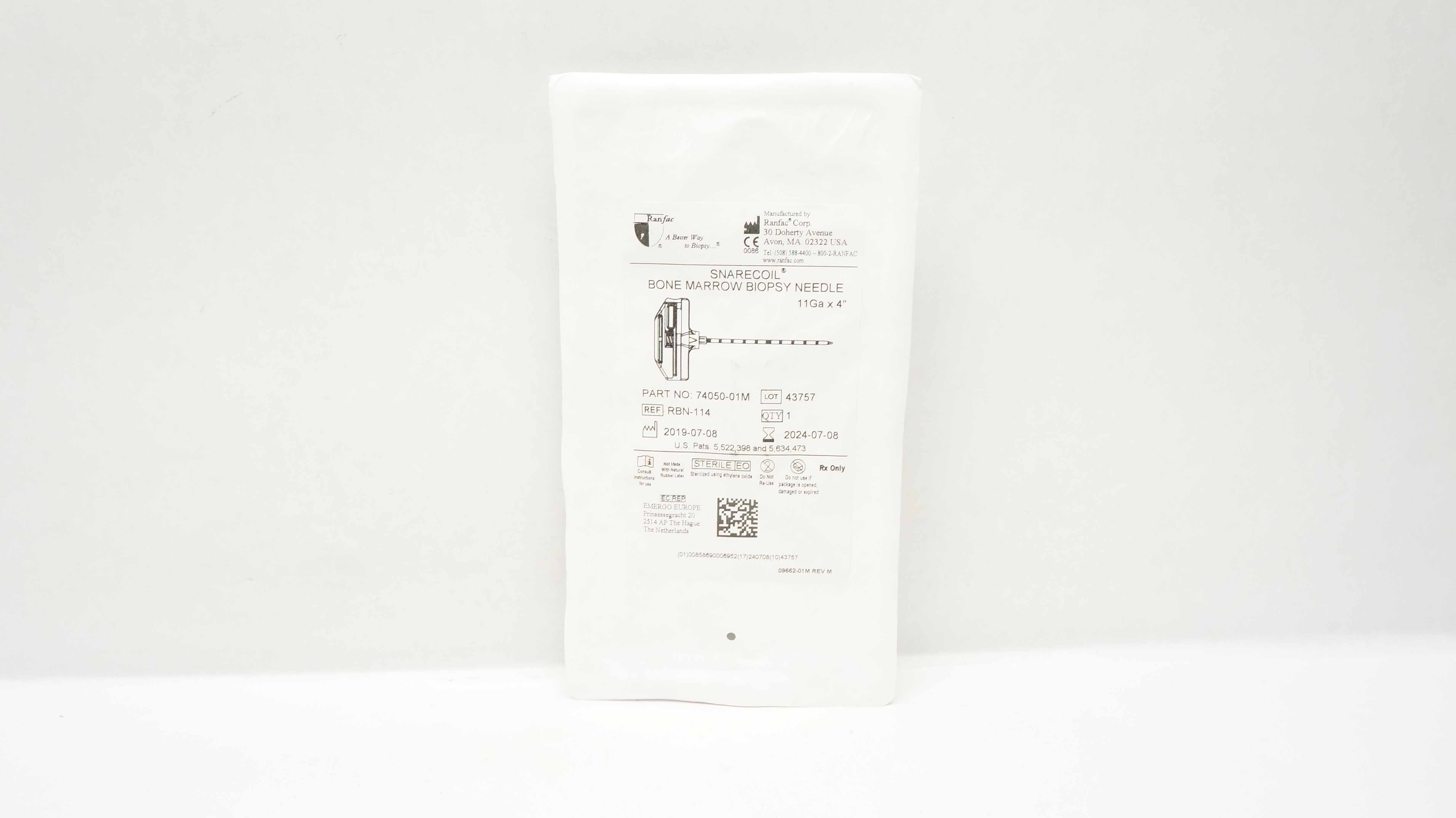 Ranfac RBN-114 Snarecoil Bone Marrow Biopsy Ndle. 11Ga x 4inch (x)