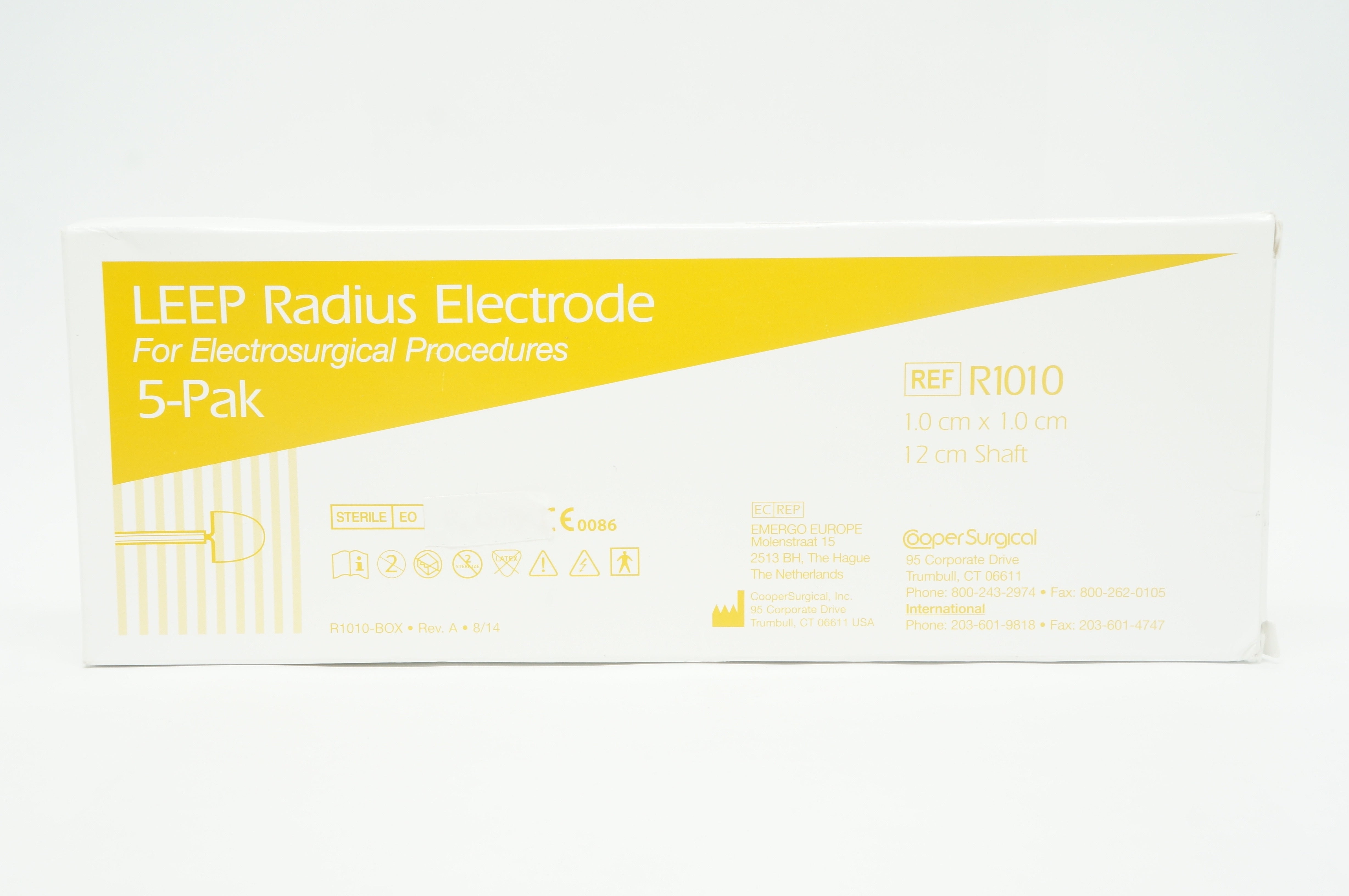 Cooper Surgical R1010 LEEP Radius Electrode 1.0x1.0cm 12cm Shaft (x) - Pak of 5
