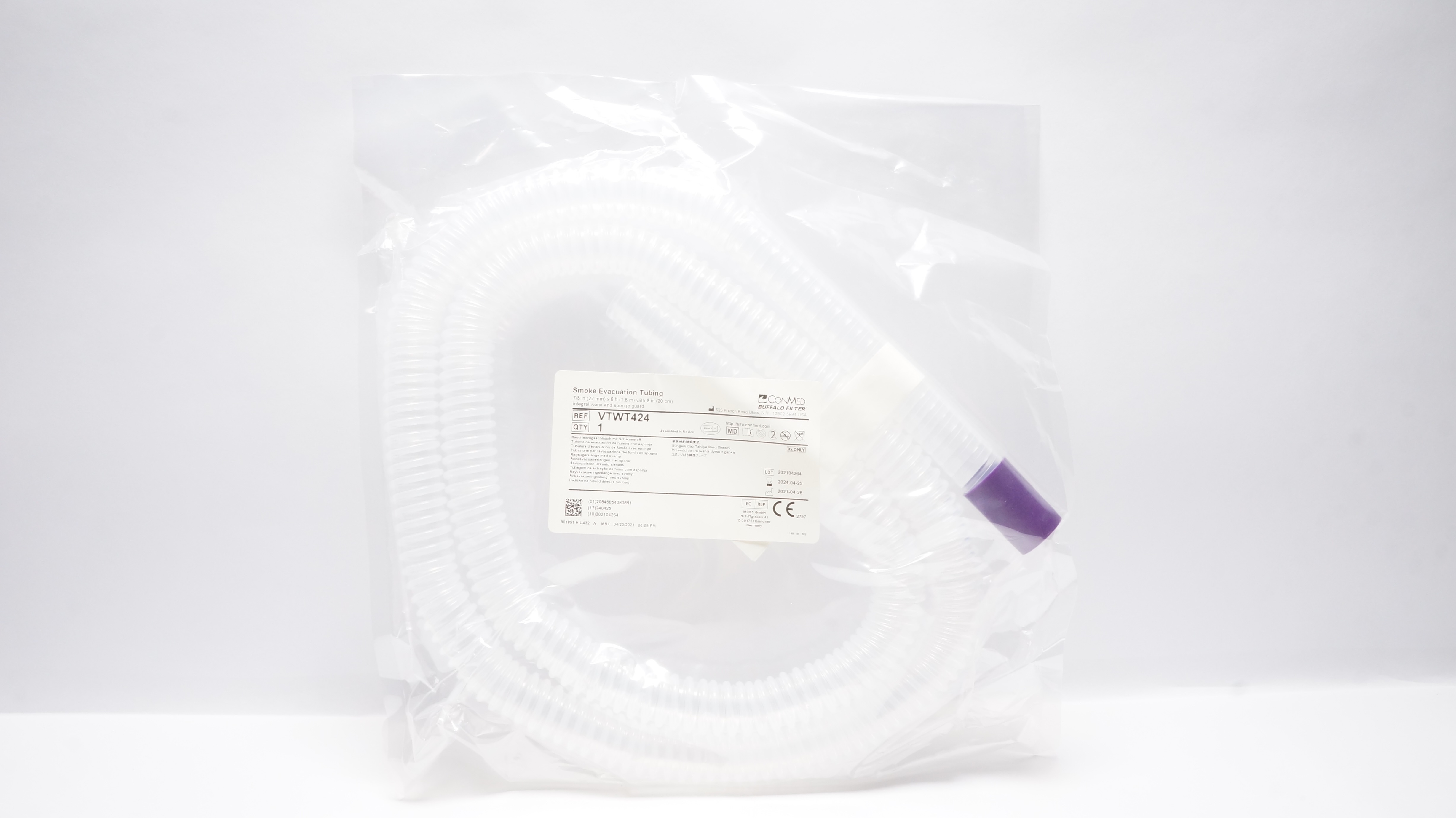 Buffalo Filter VTWT424 ConMed Smoke Evacuation Tubing 7/8in x 6ft
