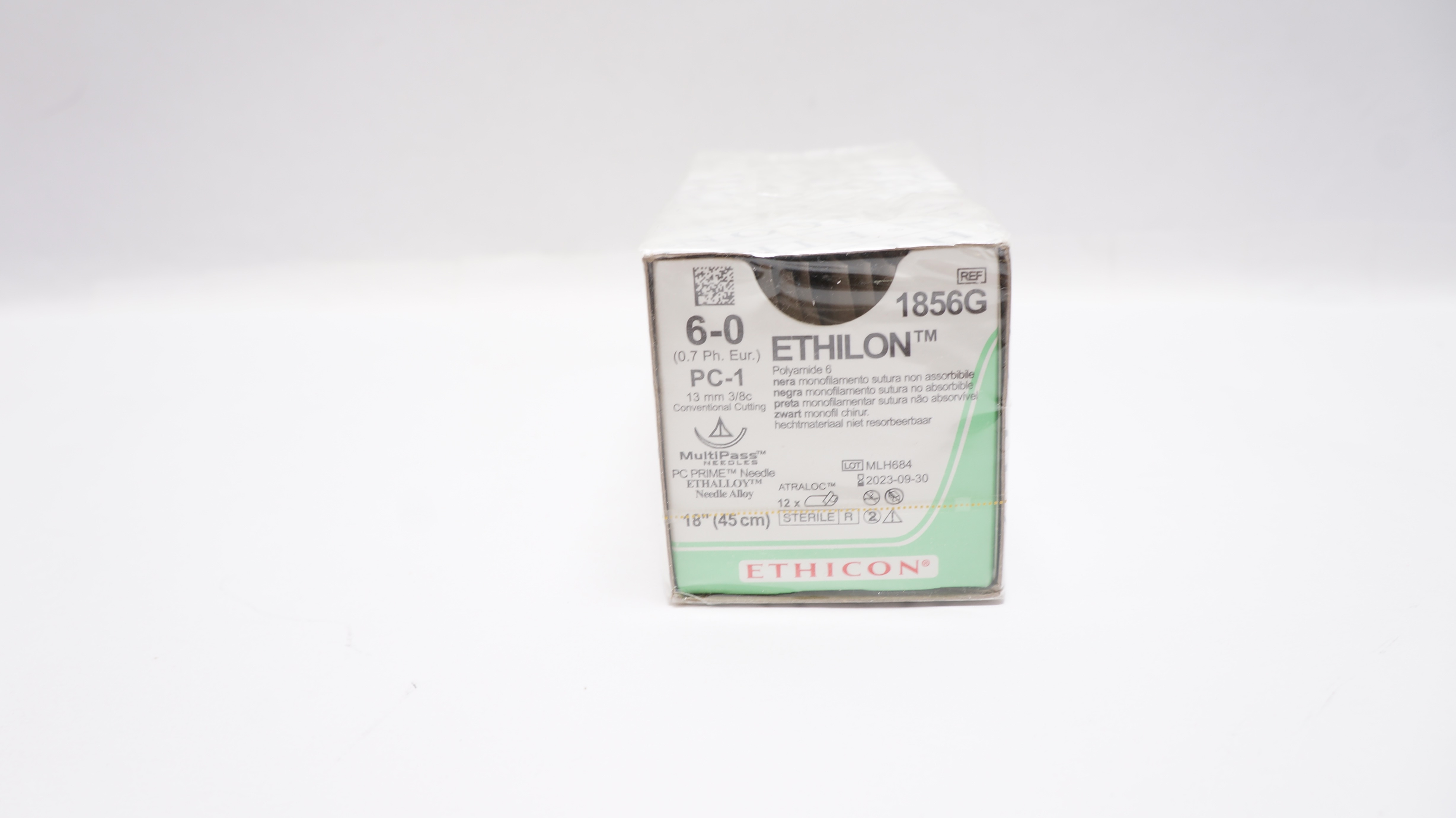 Ethicon 1856G 6-0 Ethilon PC-1 13mm 3/8c Conventional Cutting 18In-Box of 12 (x)