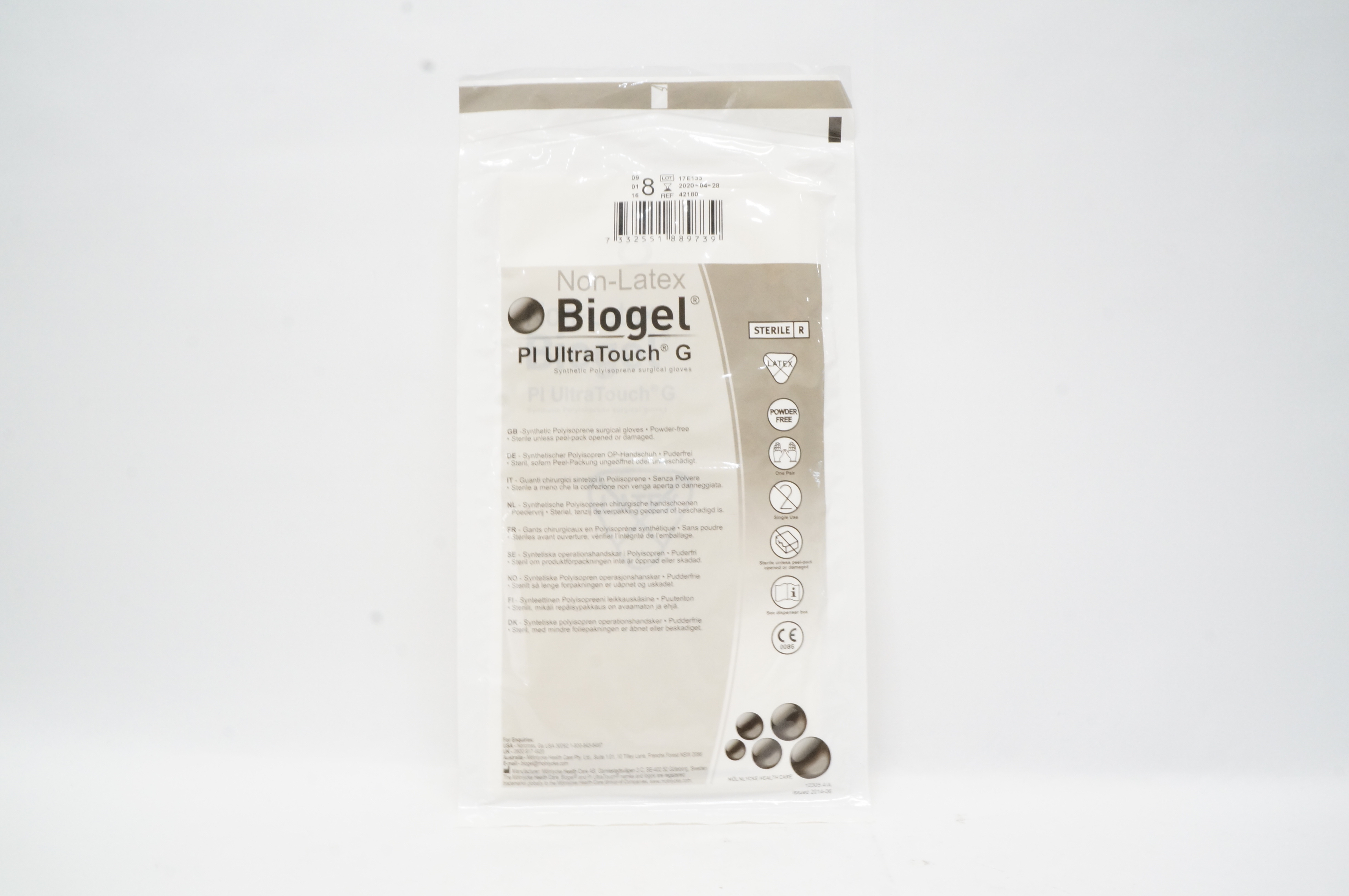 Molnlycke Healthcare 42180 Biogel Pl UltraTouch G Synthetic Gloves 8 (x)