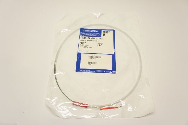 THSCF-38-200-3-AES ~ Cook Wire Guide TFE Coated Curved 0.038inch x 20cm x 3cm 