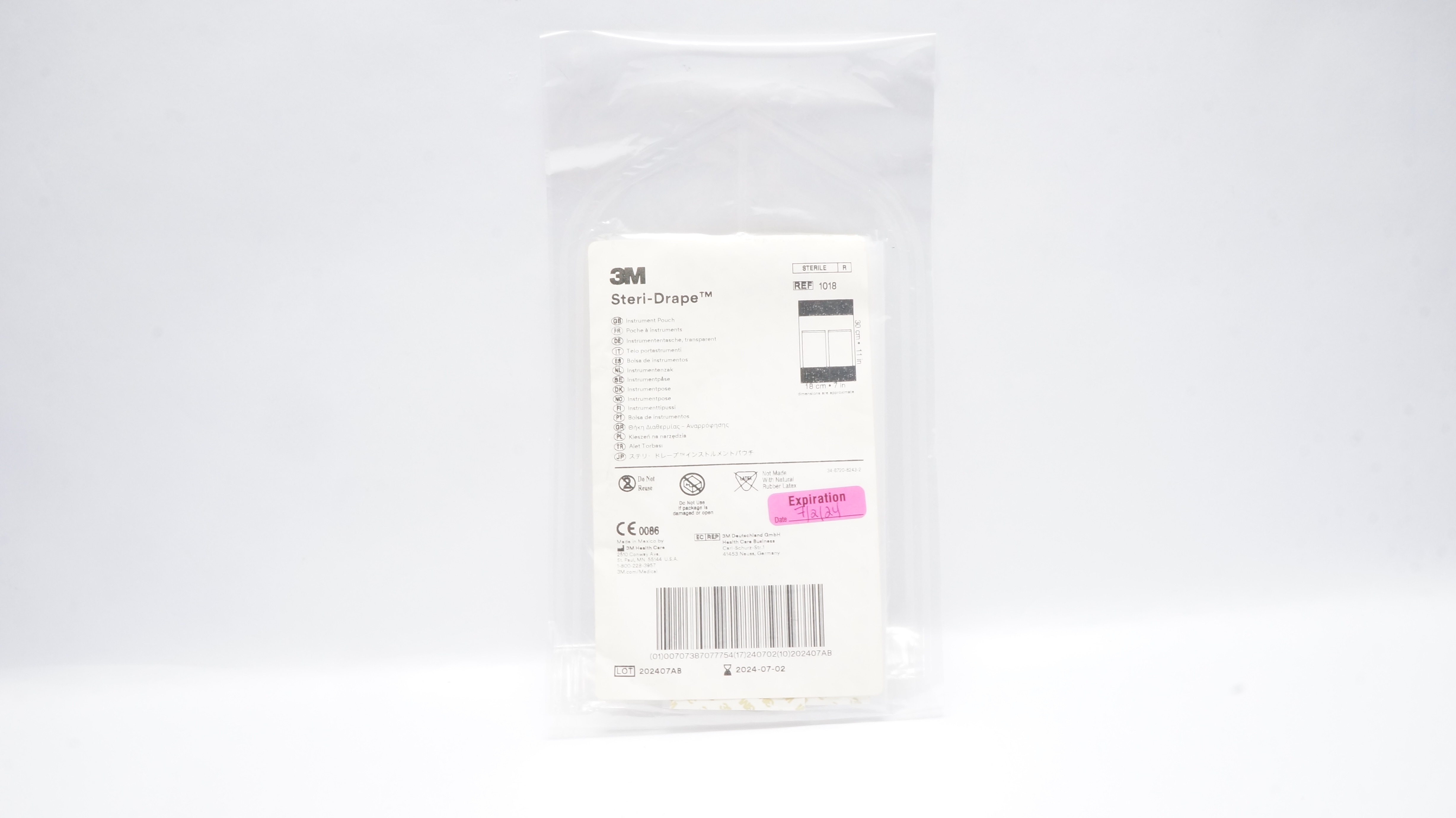 3M 1018 Steri-Drape Instrument Pouch 11inch x 7inch (x)
