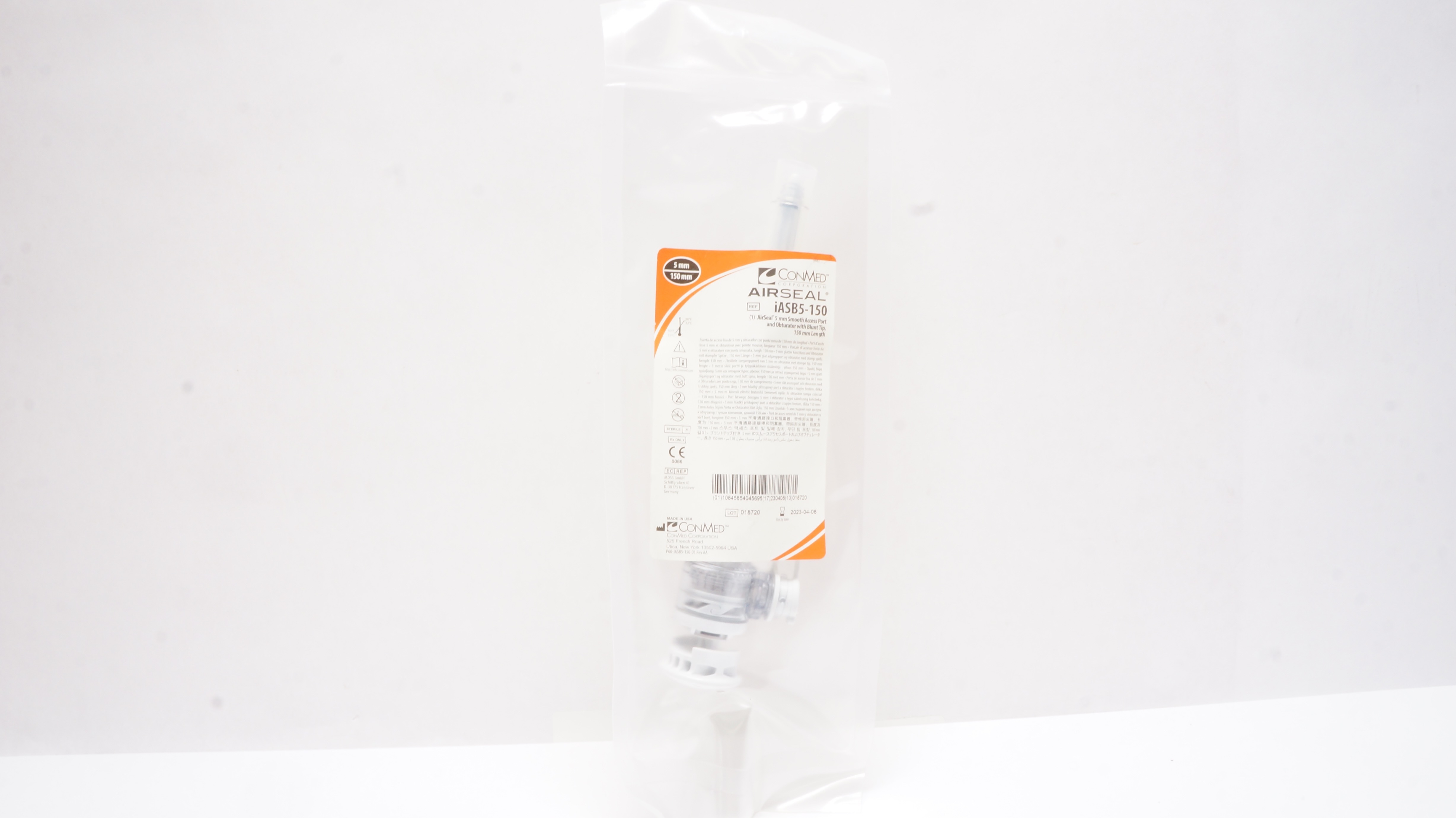ConMed iASB5-150 AirSeal 5mm Smooth Access Port & Obturator w/Blunt Tip 150mm(x)