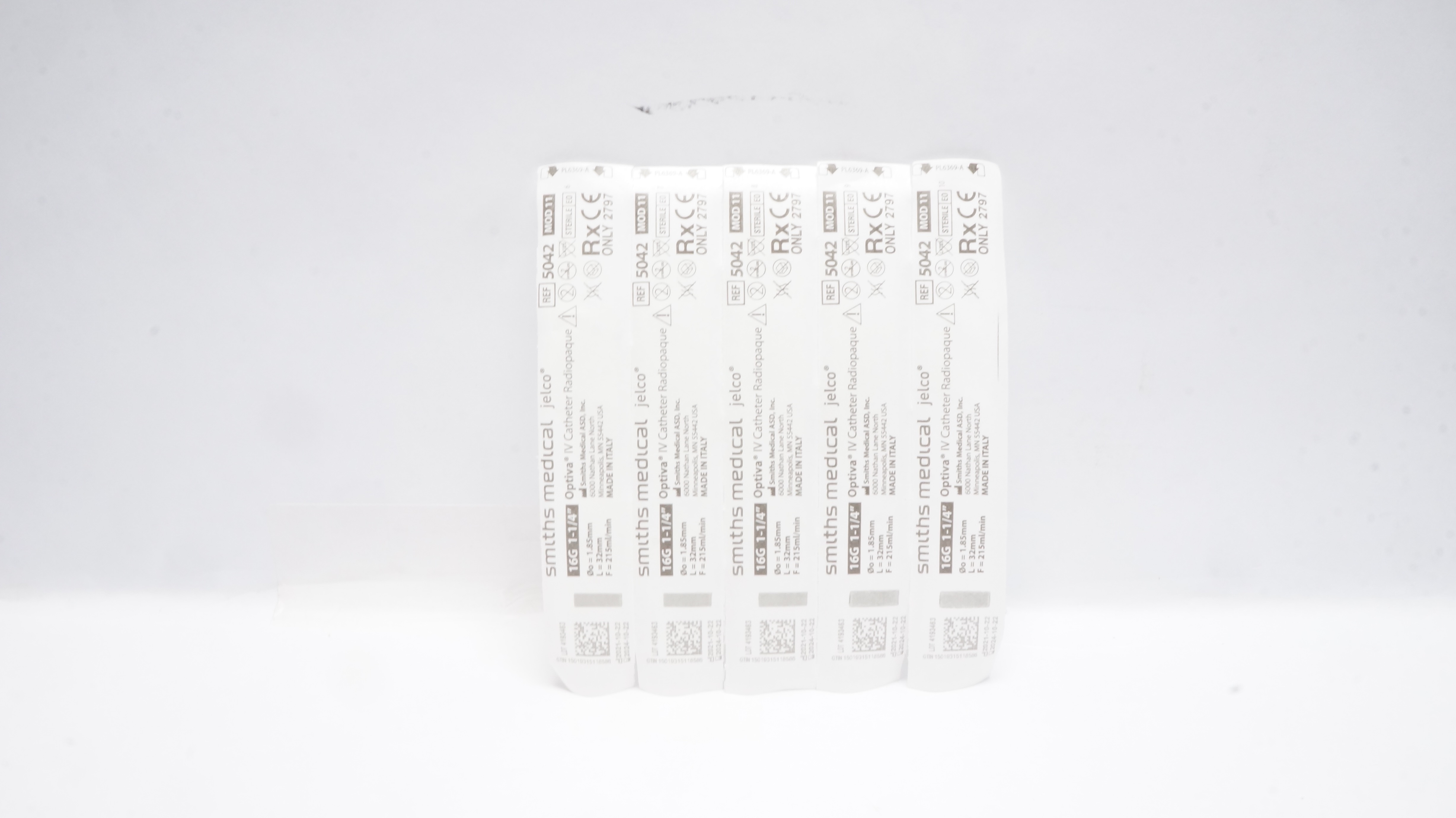 Smiths Medical 5042 Jelco Optiva IV Cath. Radiopaque 16G x 1-1/4in -Lot of 5 (x)