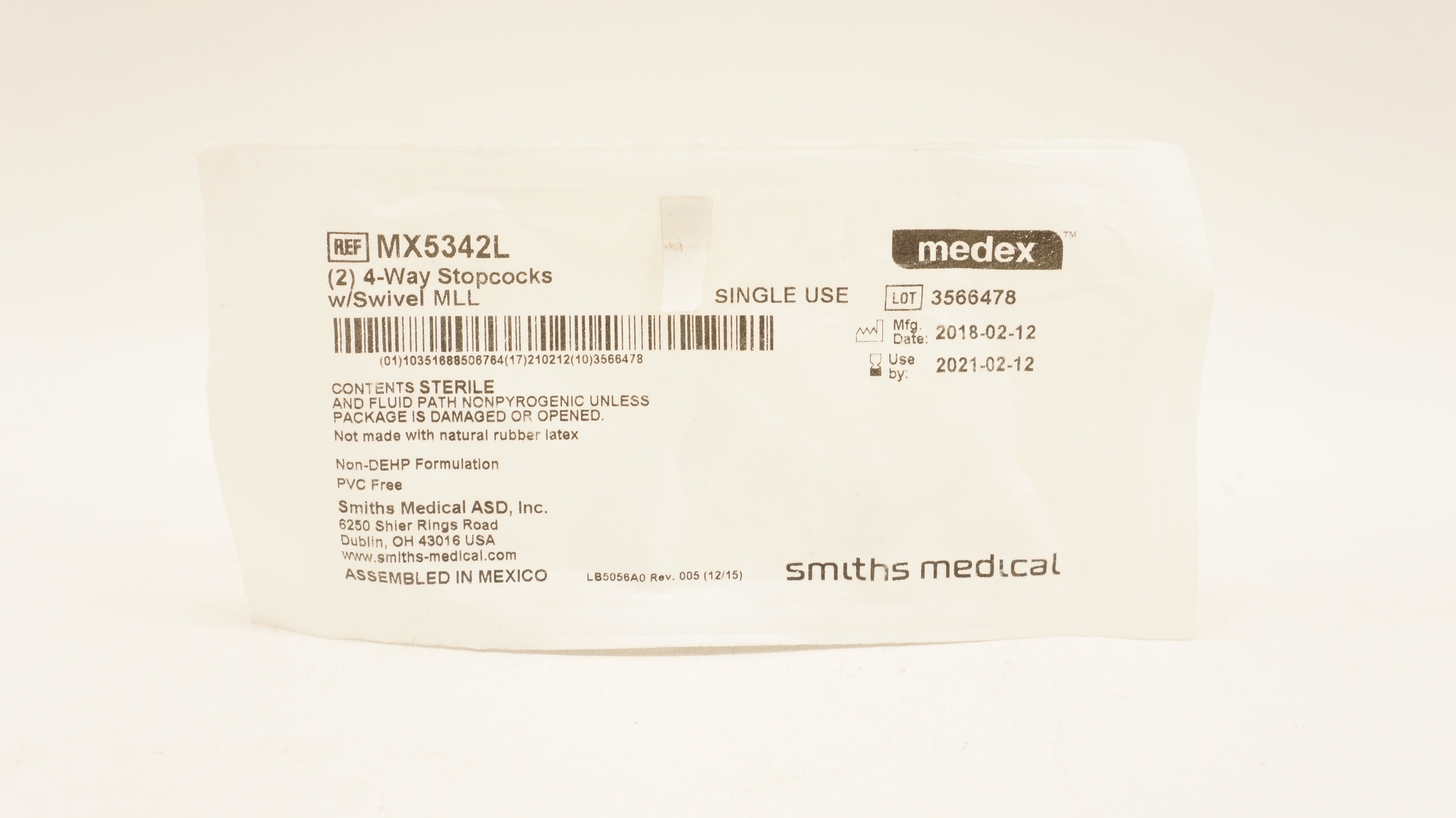 Smiths Medical MX5342L Medex 4 Way Stopcocks w/Swivel MLL (x)