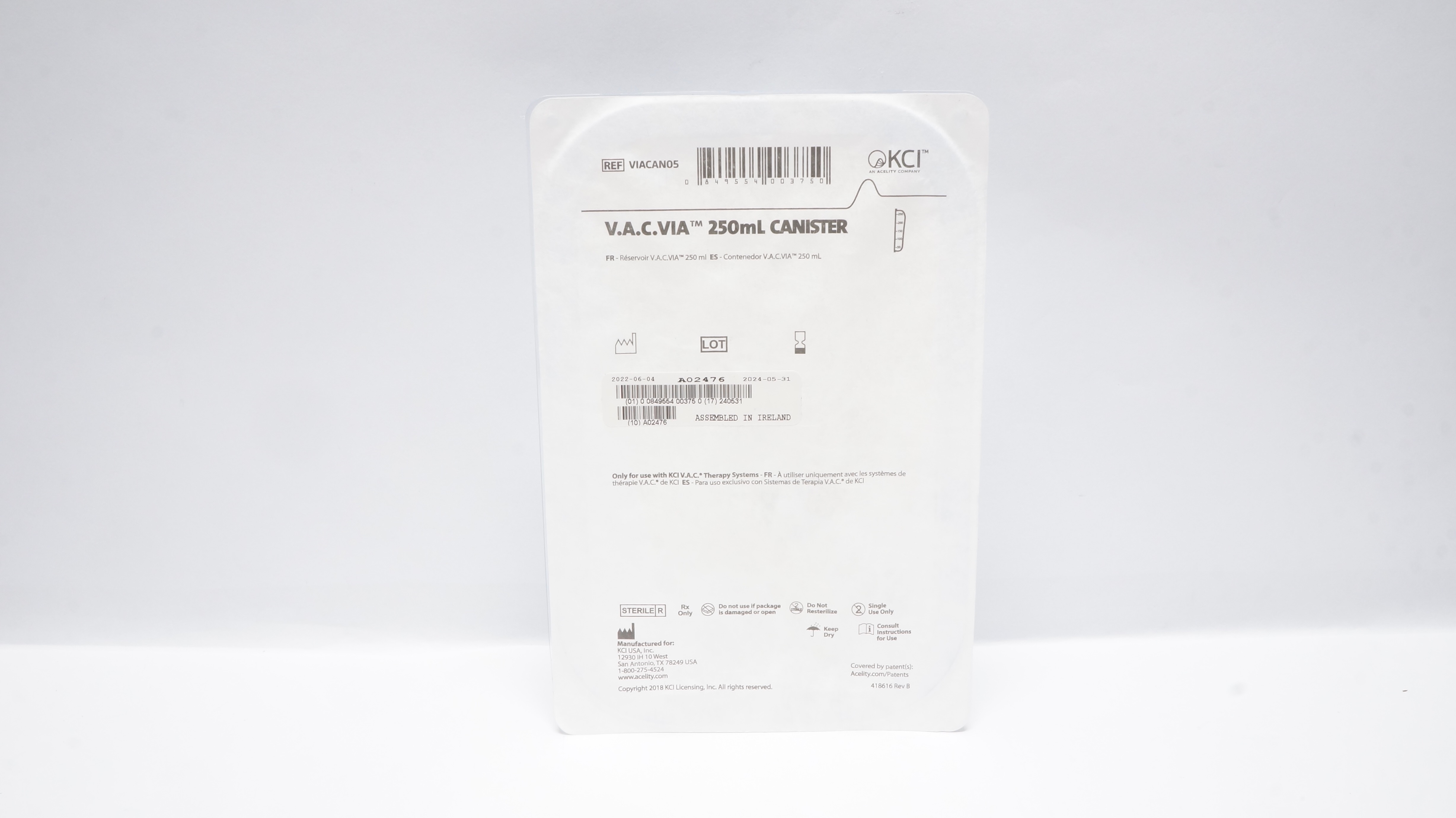 KCI VIACAN05 V.A.C.VIA 250mL Canister (x)