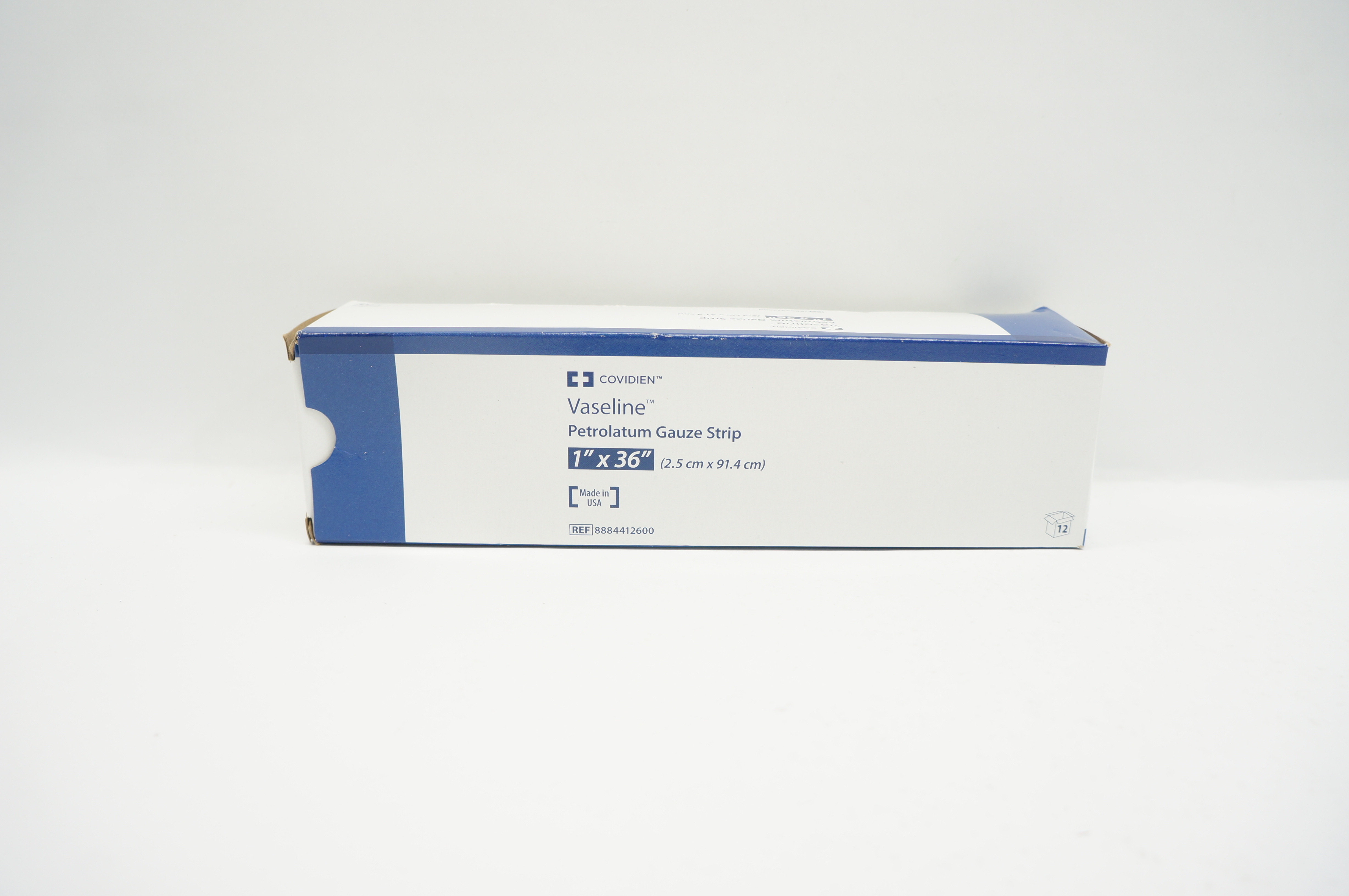 Covidien 8884412600 Vaseline Petrolatum Gauze Strip 1inch x 36inch - Box of 12